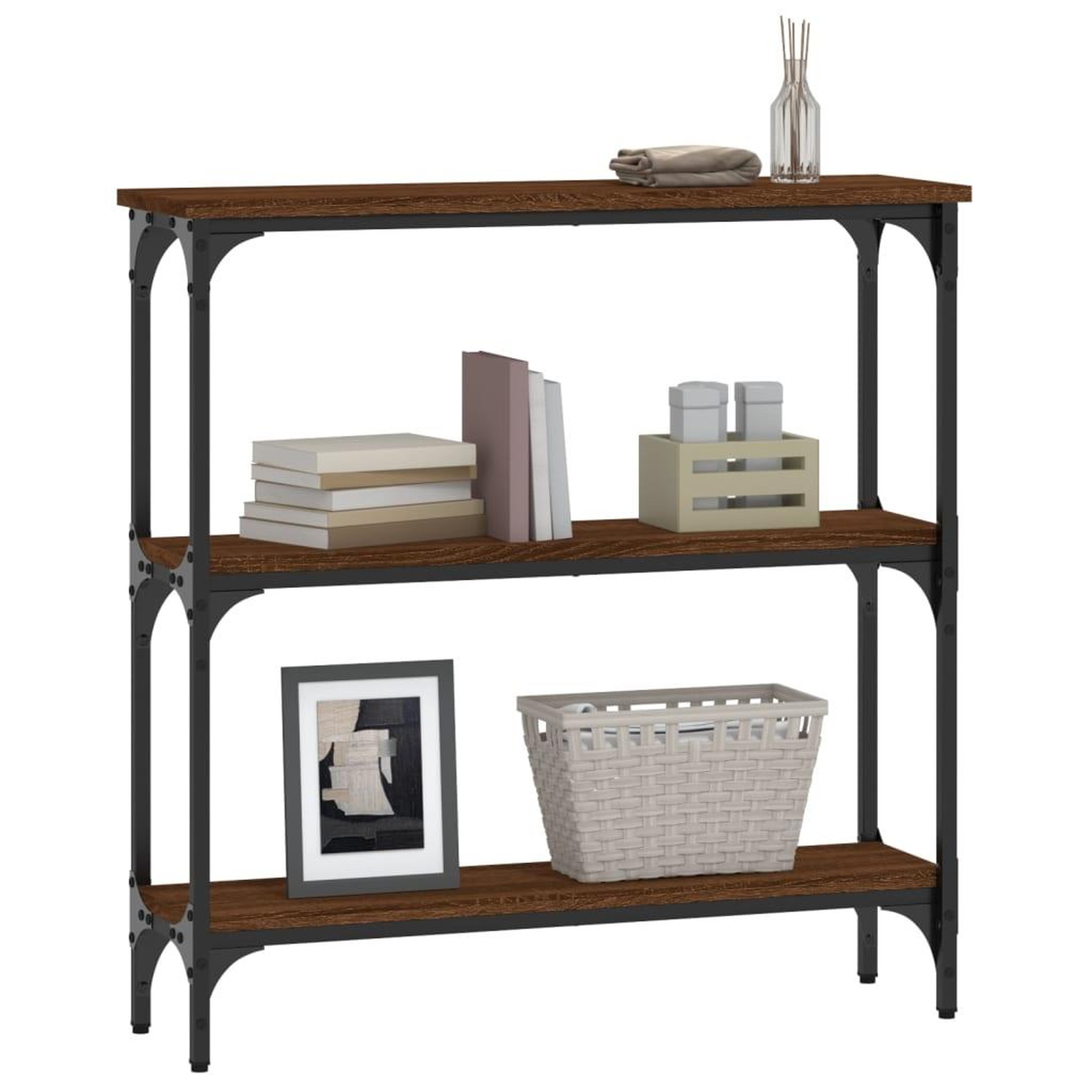 Voir la diapositive 3 : VIDAXL Table console chene marron 75x22,5x75 cm bois d'ingenierie