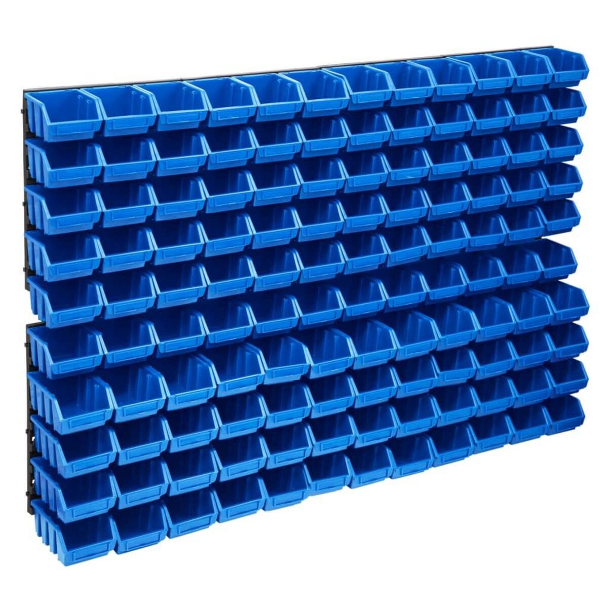 VIDAXL Kit de bacs de stockage et panneaux muraux 128 pcs Bleu et noir