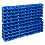 VIDAXL Kit de bacs de stockage et panneaux muraux 128 pcs Bleu et noir