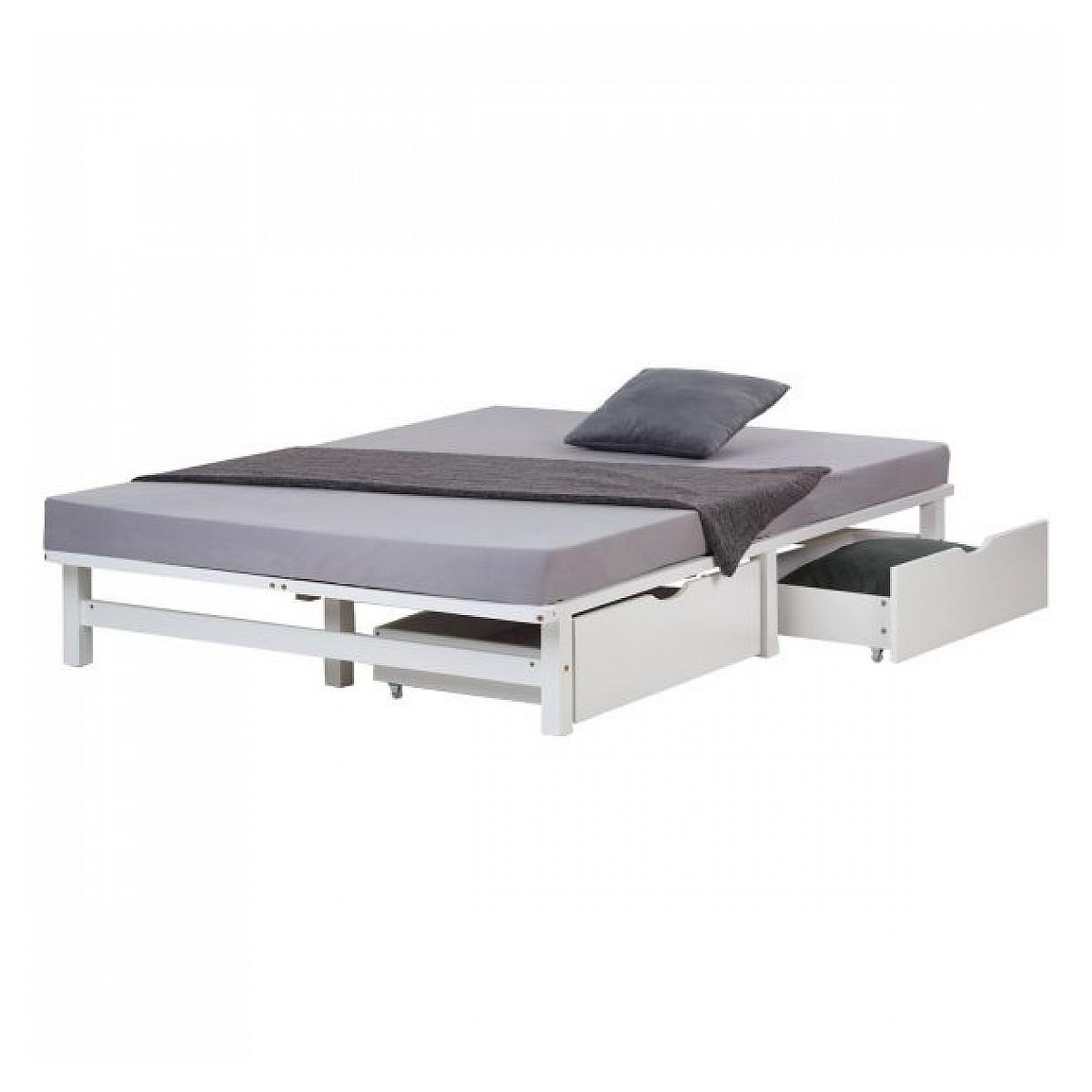 HomeStyle4U Lit en palette blanc 140x200 cm avec 2 tiroirs sommier à lattes