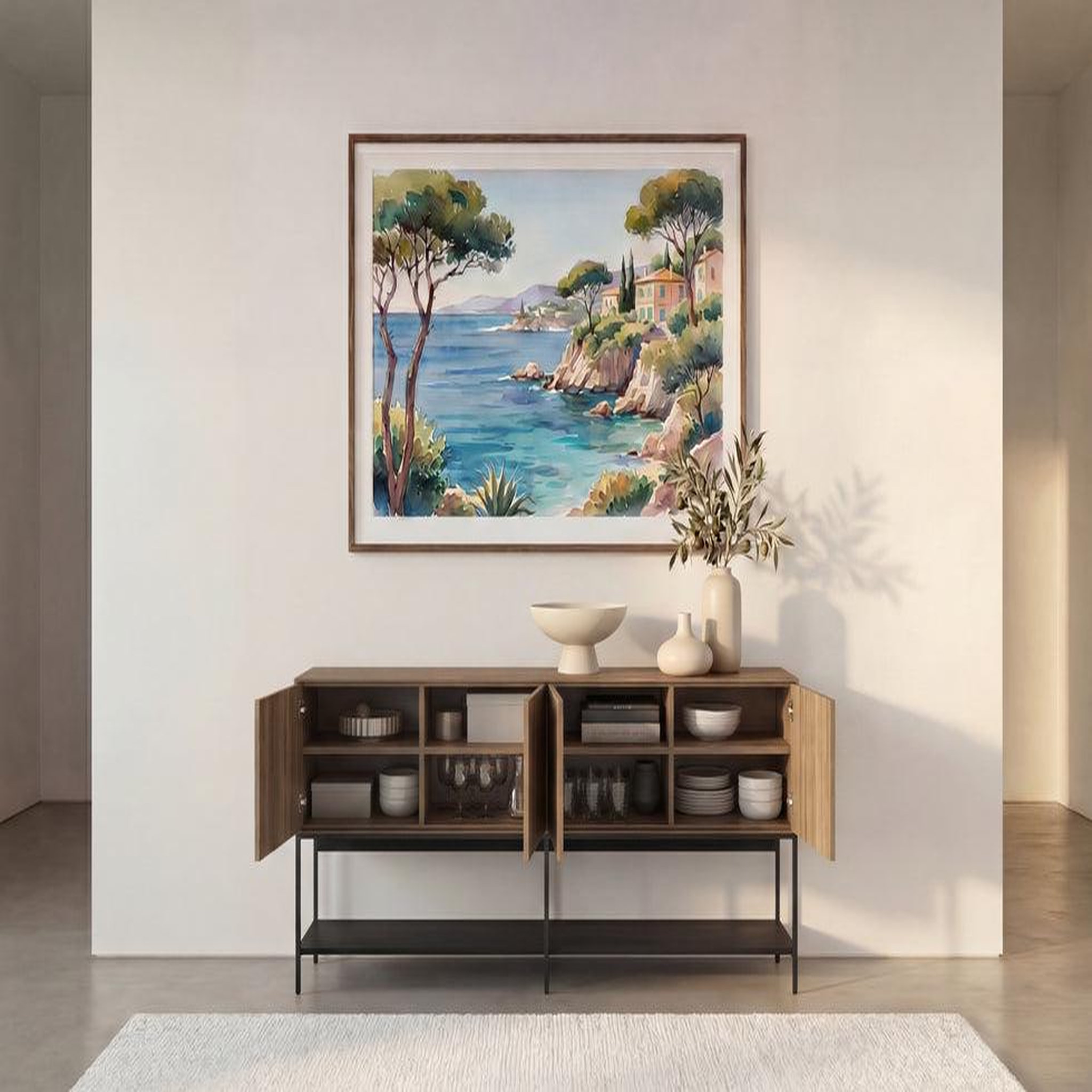 Voir la diapositive 2 : CASANOVA PARIS TIA - Buffet 180cm en mélamine Chêne clair