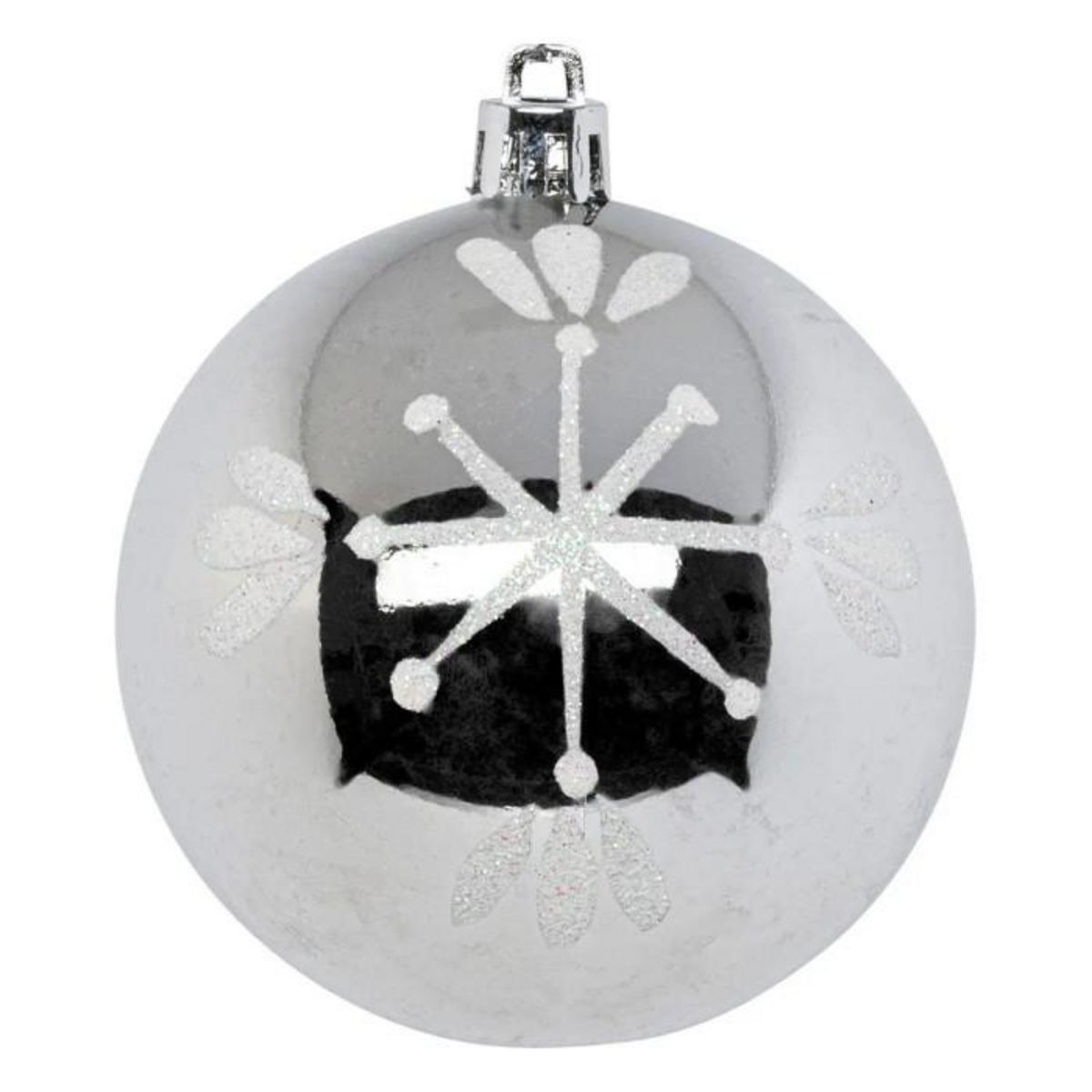 ATMOSPHERA Lot de 8 Boules de Noël  Maison des Couleurs  8cm Argent & Blanc