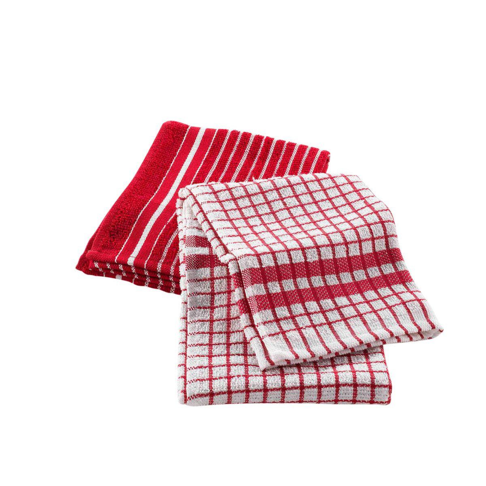 Douceur d'Intérieur Lot de 2 Torchons Éponge  Classico  50x70cm Rouge