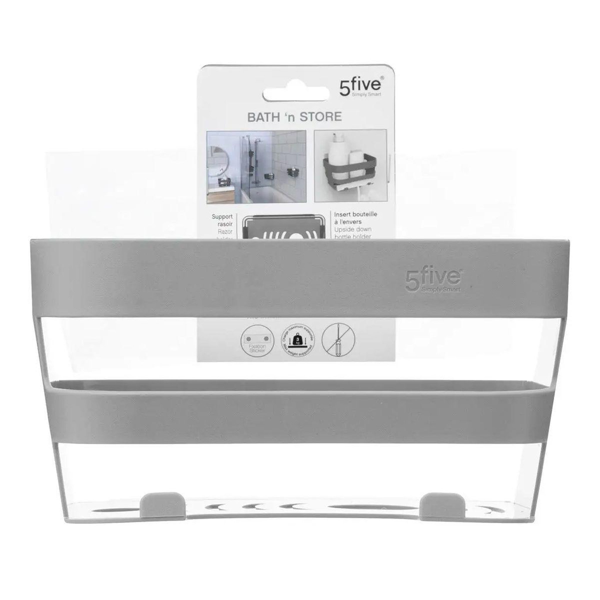 Voir la diapositive 2 : FIVE Étagère murale salle de bain  bath'n store  22cm gris
