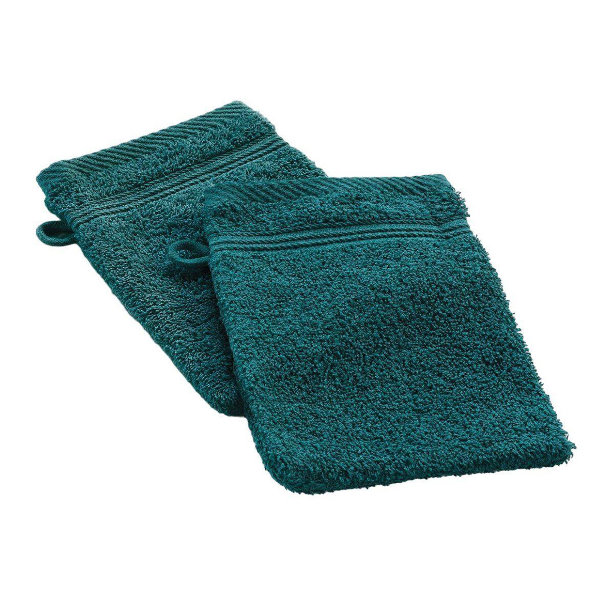 Voir la diapositive 1 : Douceur d'Intérieur Lot de 2 gants de toilette  tendresse  15x21cm émeraude