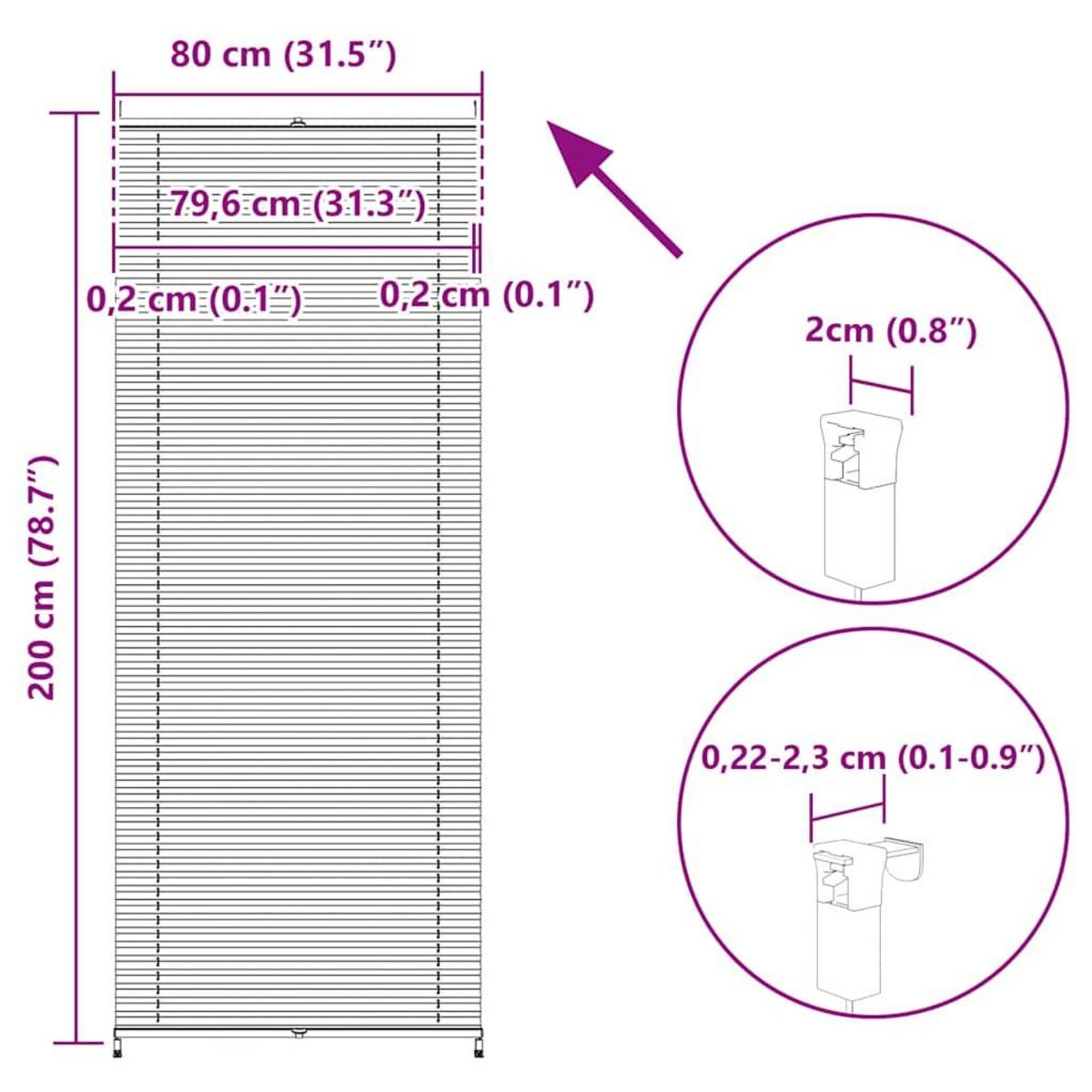 VIDAXL Store plisse 80x200 cm Blanc