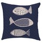 Coussin carré déhoussable en coton motifs poissons