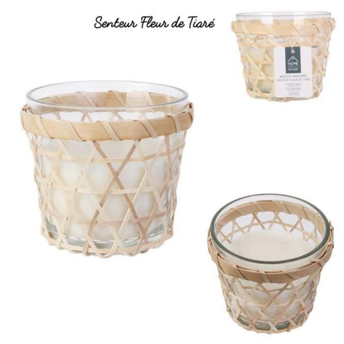 Paris Prix Bougie Parfumée  Panier en Bois  12cm Fleur de Tiaré