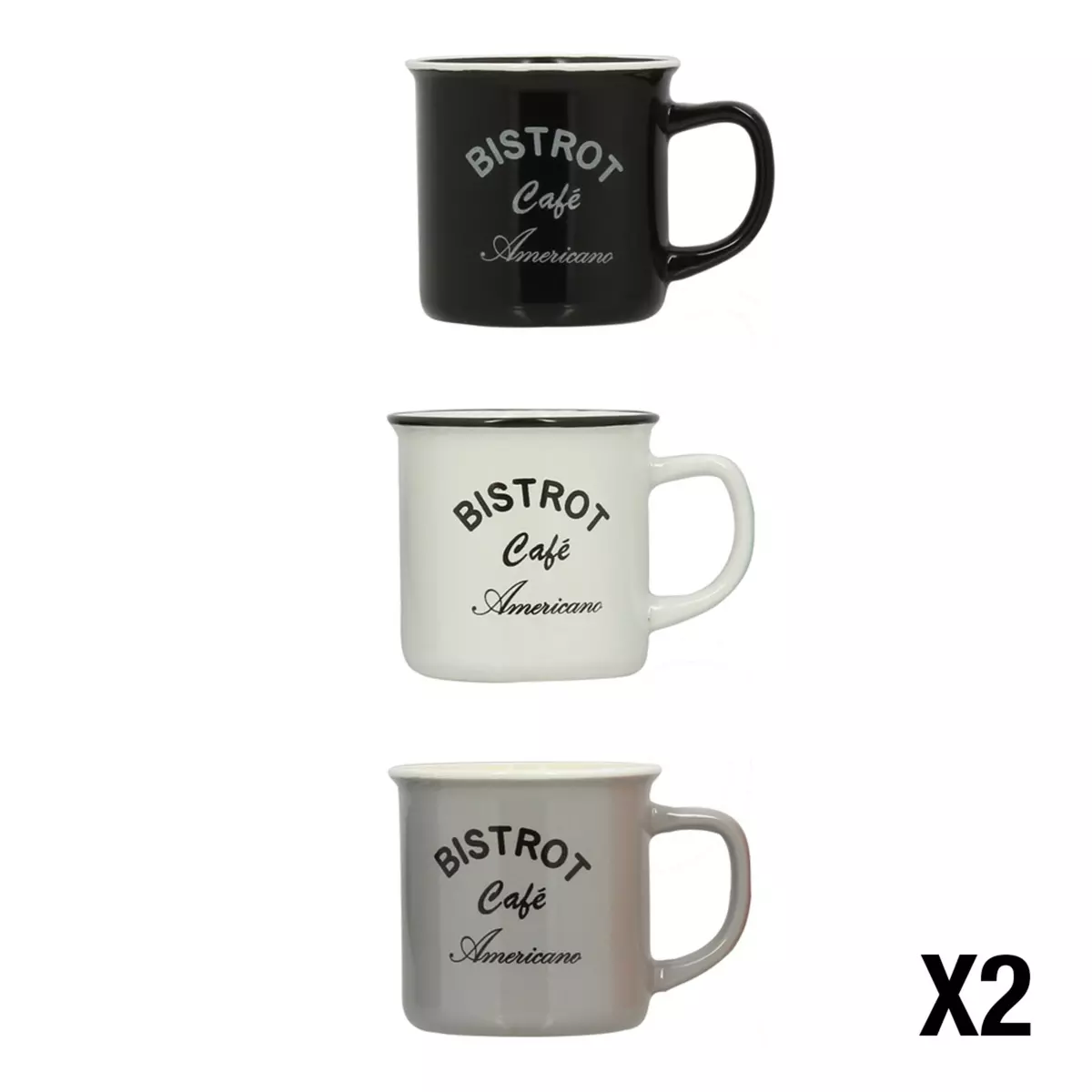 Lot de 6 mugs BISTRO 33 cl
