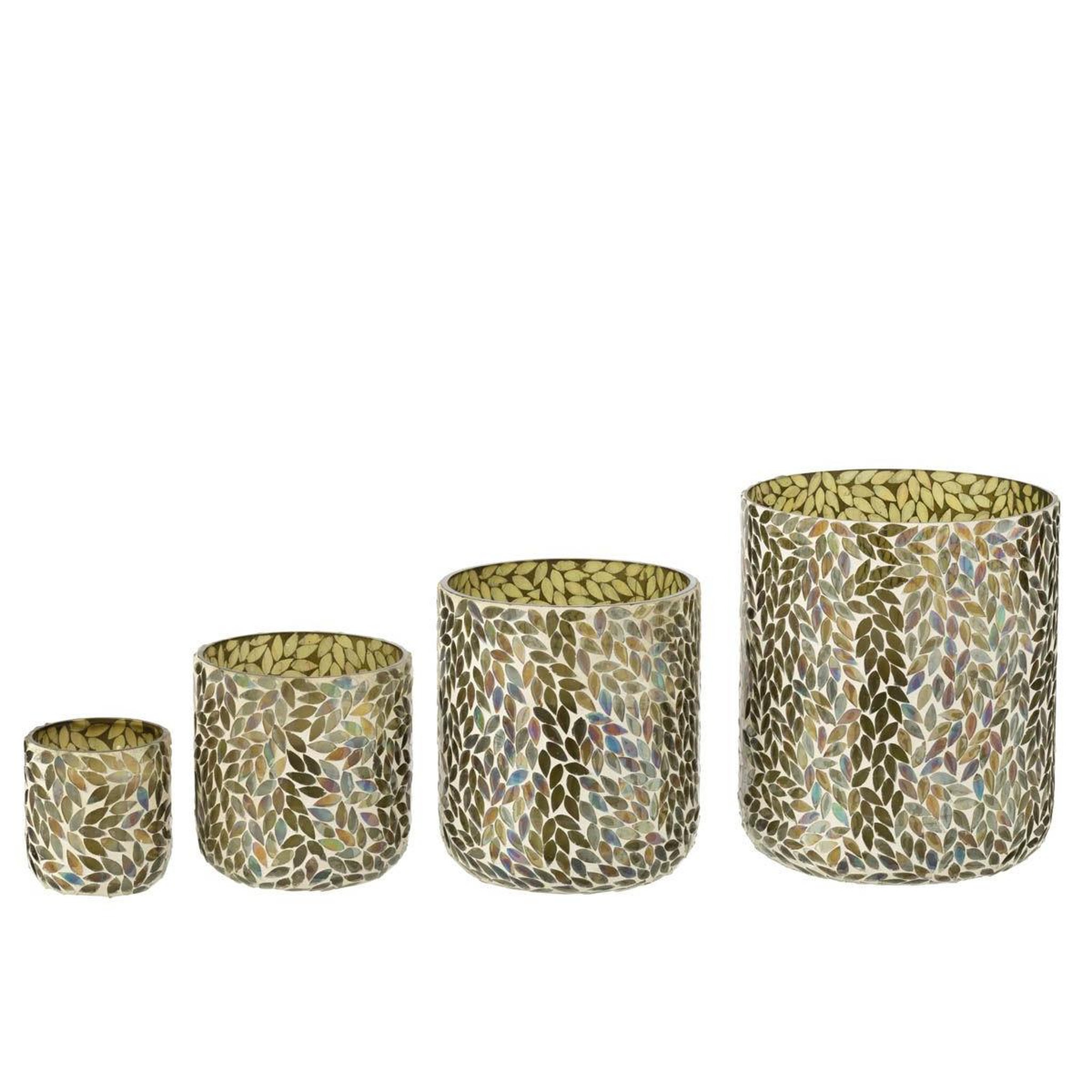 Voir la diapositive 3 : J-LINE Bougie parfumée mosaïque  cyra  25cm tea & herbscire