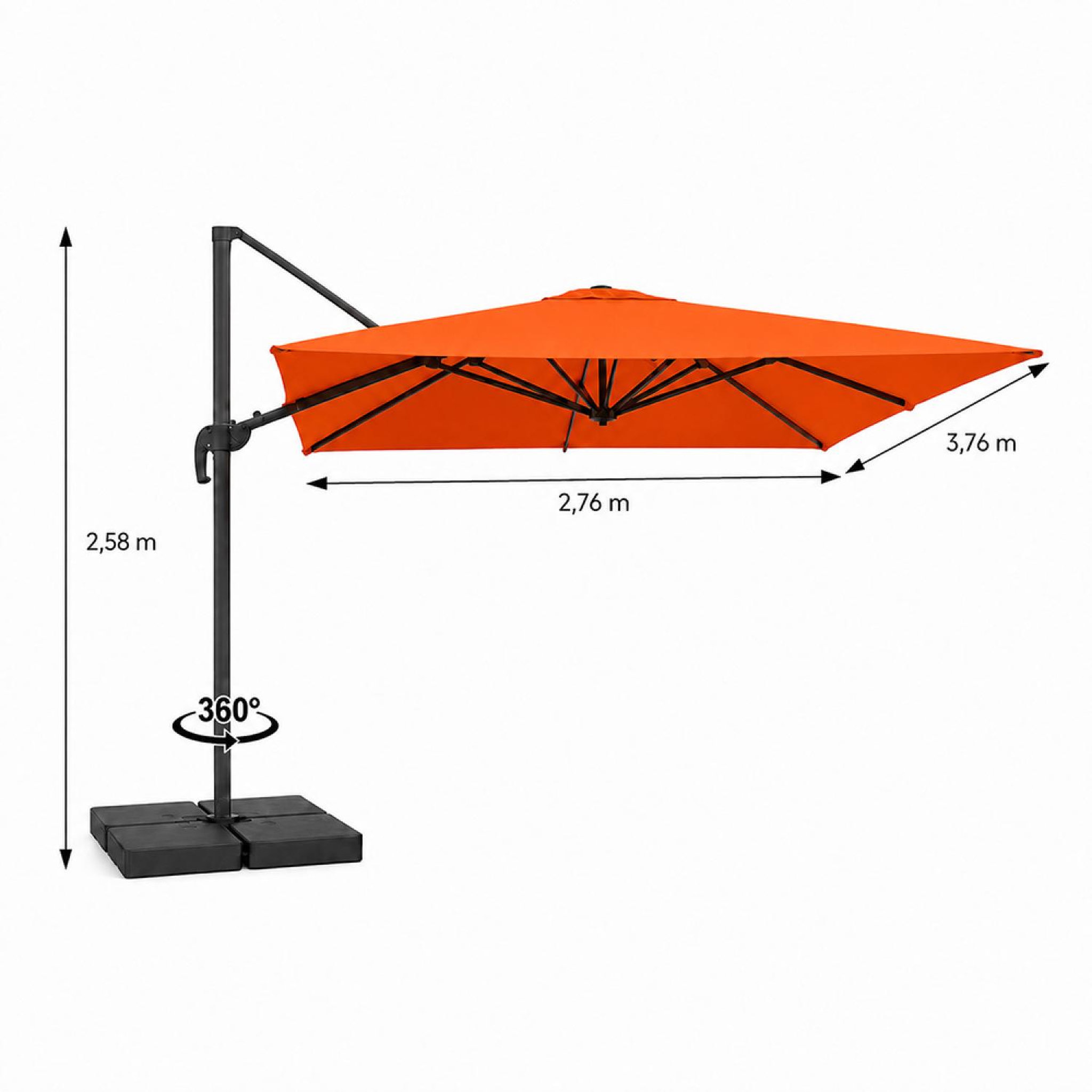 Voir la diapositive 3 : CONCEPT USINE Parasol rectangulaire 3x4 déporté rotatif terracotta en aluminium cezir