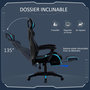 Voir la diapositive 5 : VINSETTO Vinsetto Fauteuil gaming chaise gamer réglable pivotant dossier inclinable repose-pied polyester bleu noir