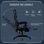 Voir la diapositive 5 : VINSETTO Vinsetto Fauteuil gaming chaise gamer réglable pivotant dossier inclinable repose-pied polyester bleu noir