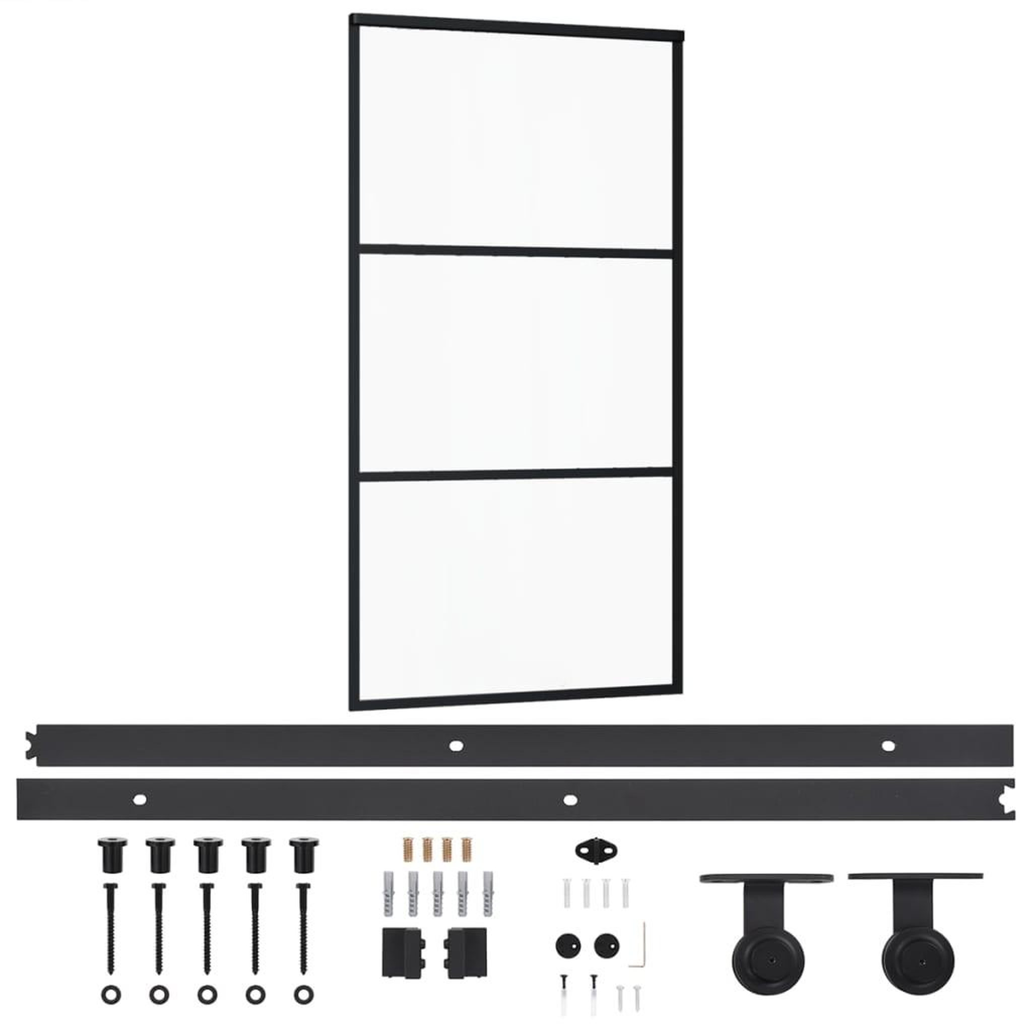 Voir la diapositive 2 : VIDAXL Porte coulissante et quincaillerie Verre et Aluminium 102x205cm