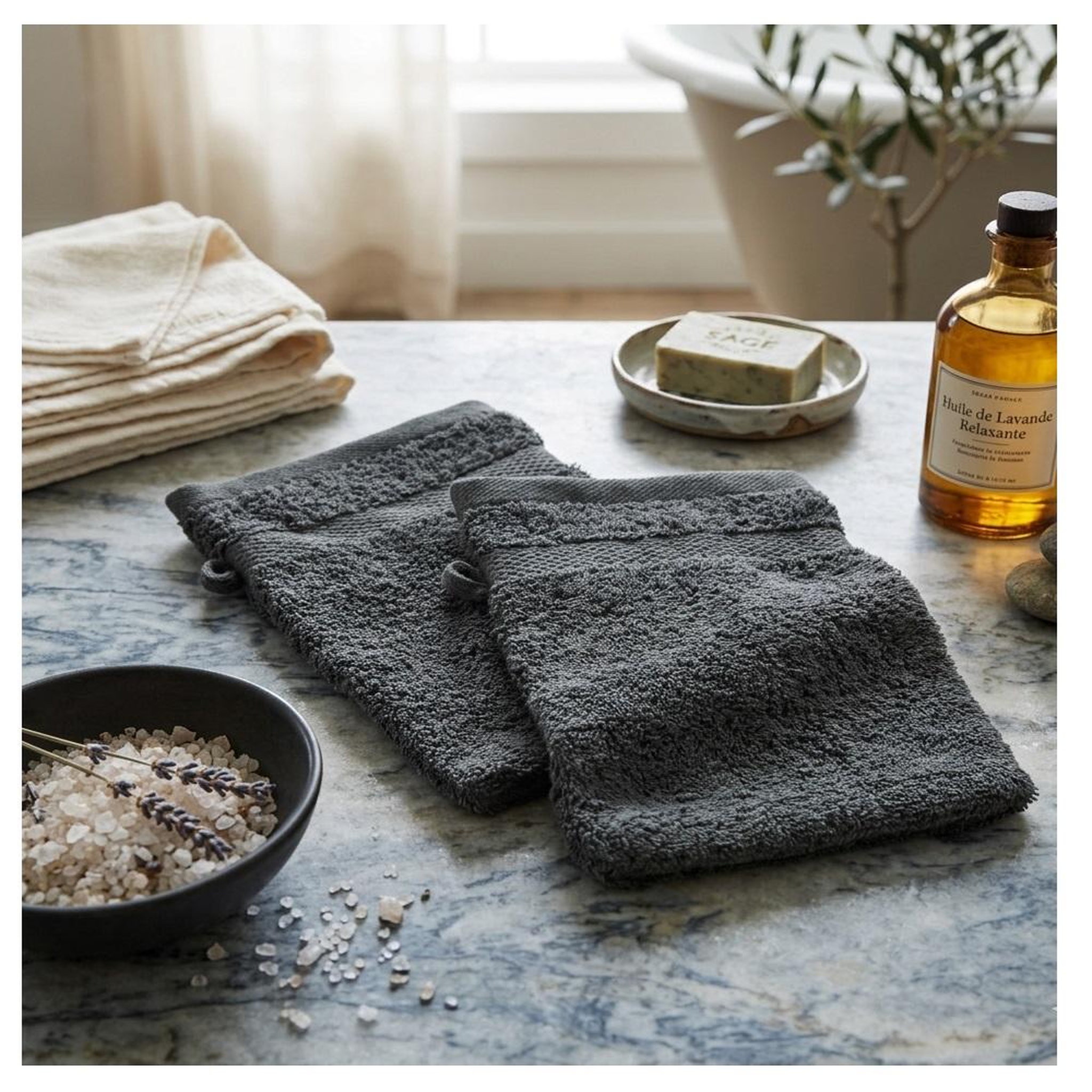 Voir la diapositive 2 : Eden Lot de 2 gants de toilette collection elegante