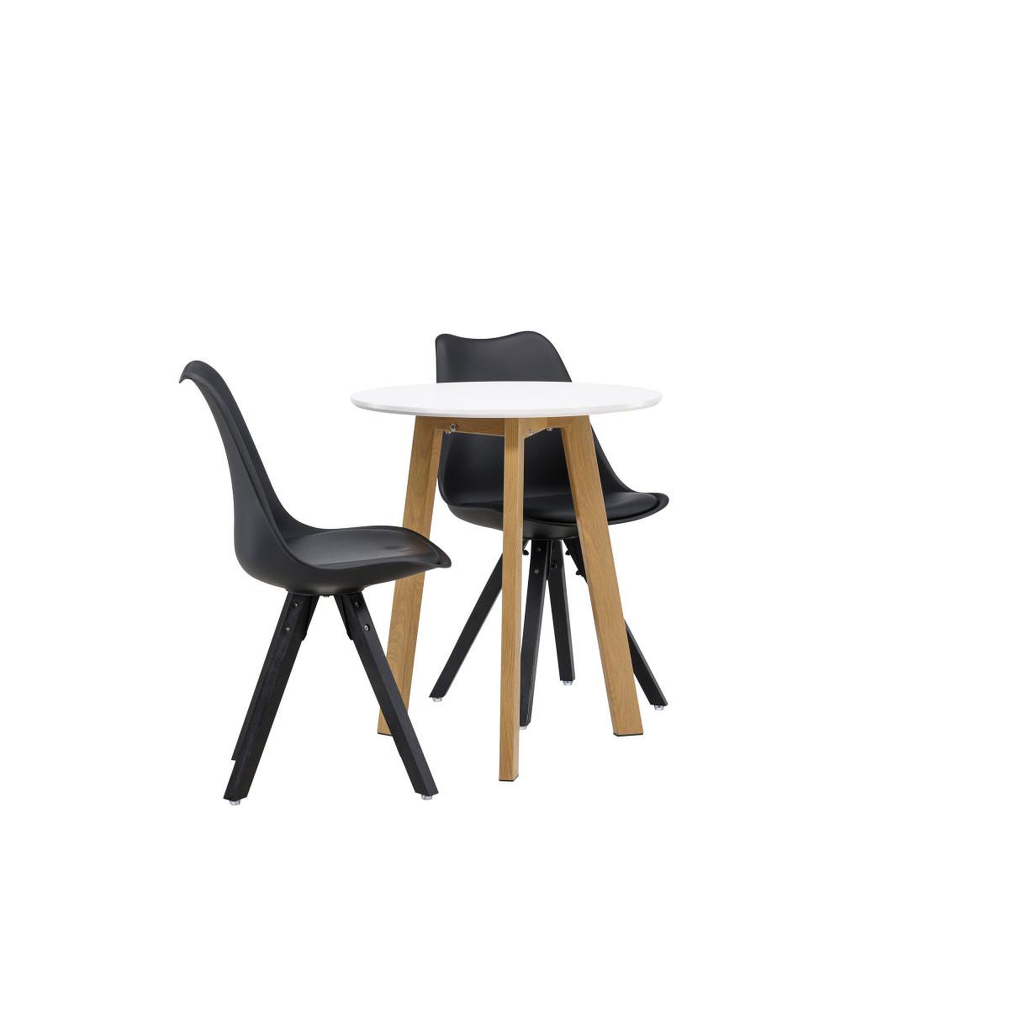 Voir la diapositive 2 : Paris Prix Ensemble table à manger & 2 chaises  leonora & zeno  65cm noir & blanc