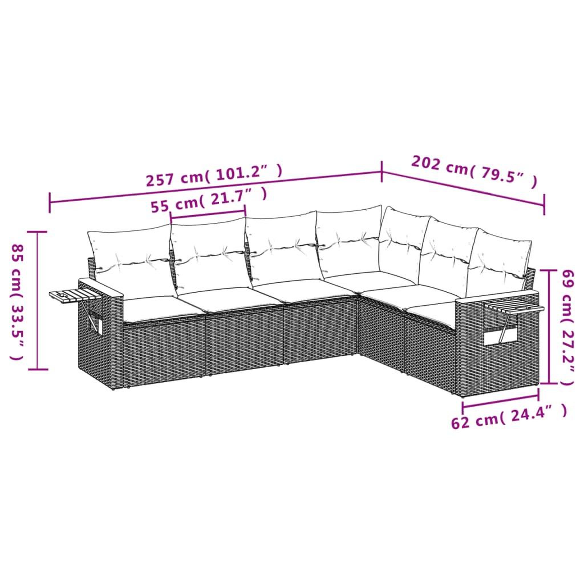 Voir la diapositive 3 : VIDAXL Salon de jardin 6 pcs avec coussins gris resine tressee