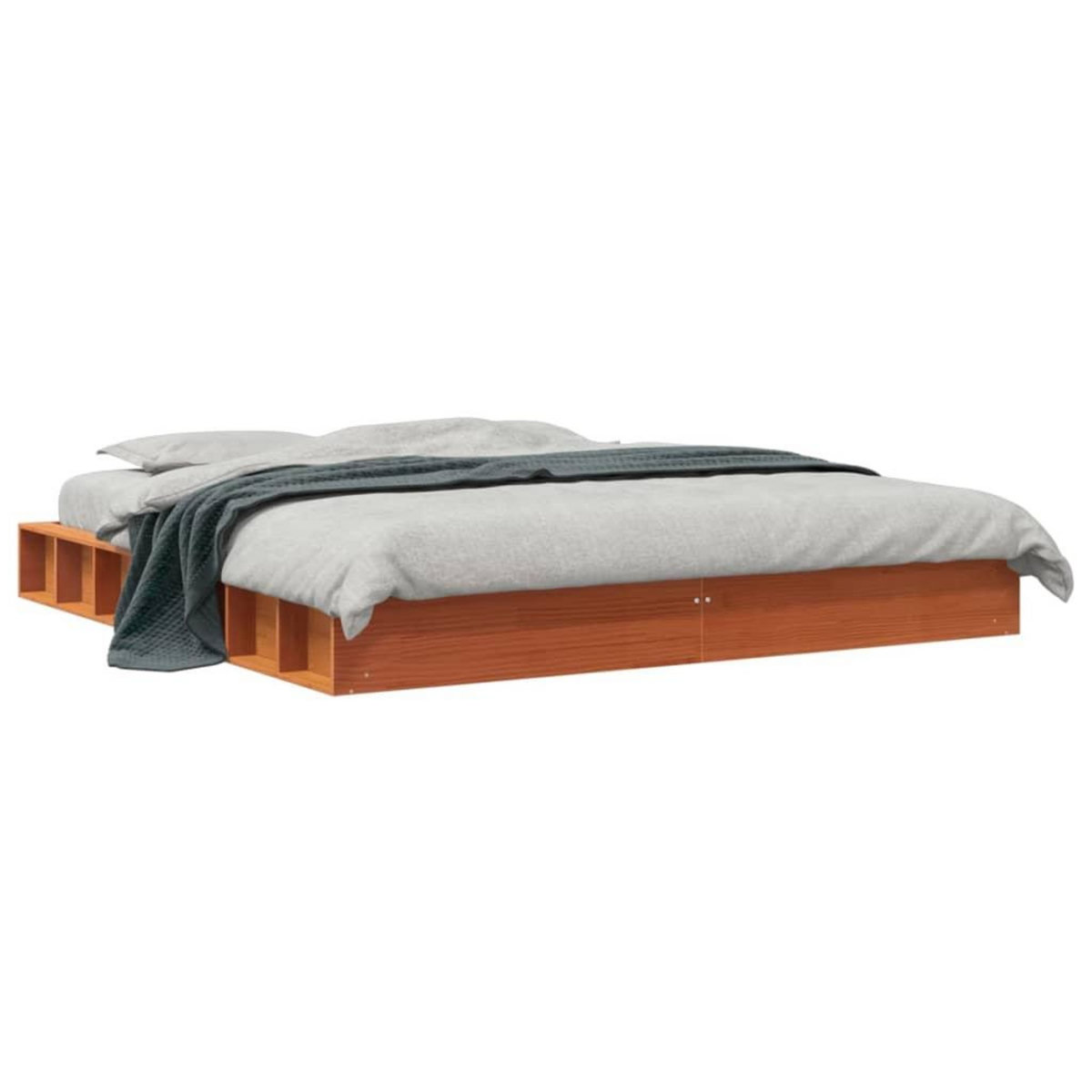 VIDAXL Cadre de lit sans matelas cire marron 200x200cm bois pin massif