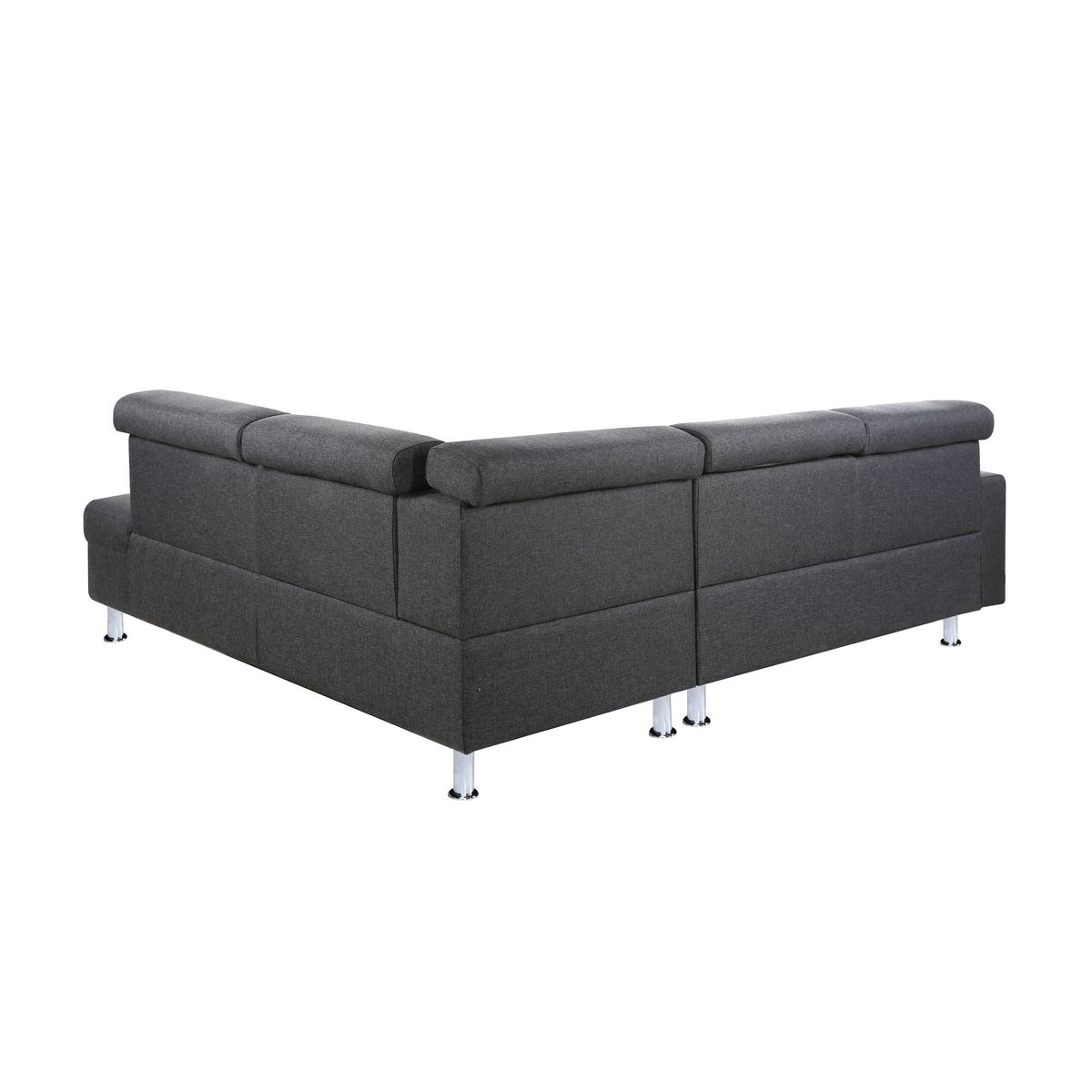 Canapé d'angle 4-5 places fixe avec LED - TOMY -Tissu gris chiné foncé - Angle droit