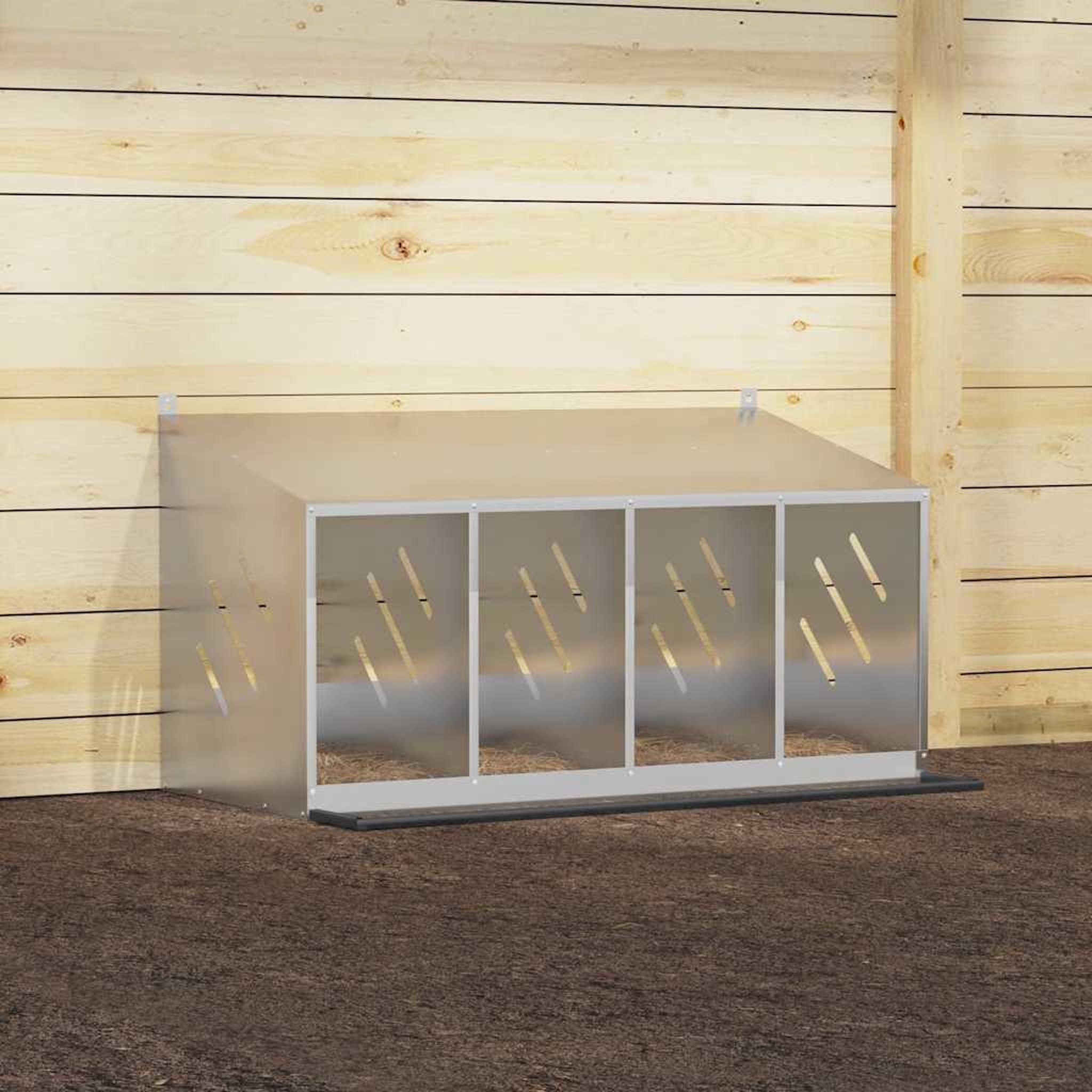 Voir la diapositive 4 : VIDAXL Nichoir de poules avec 4 compartiments Metal argente galvanise