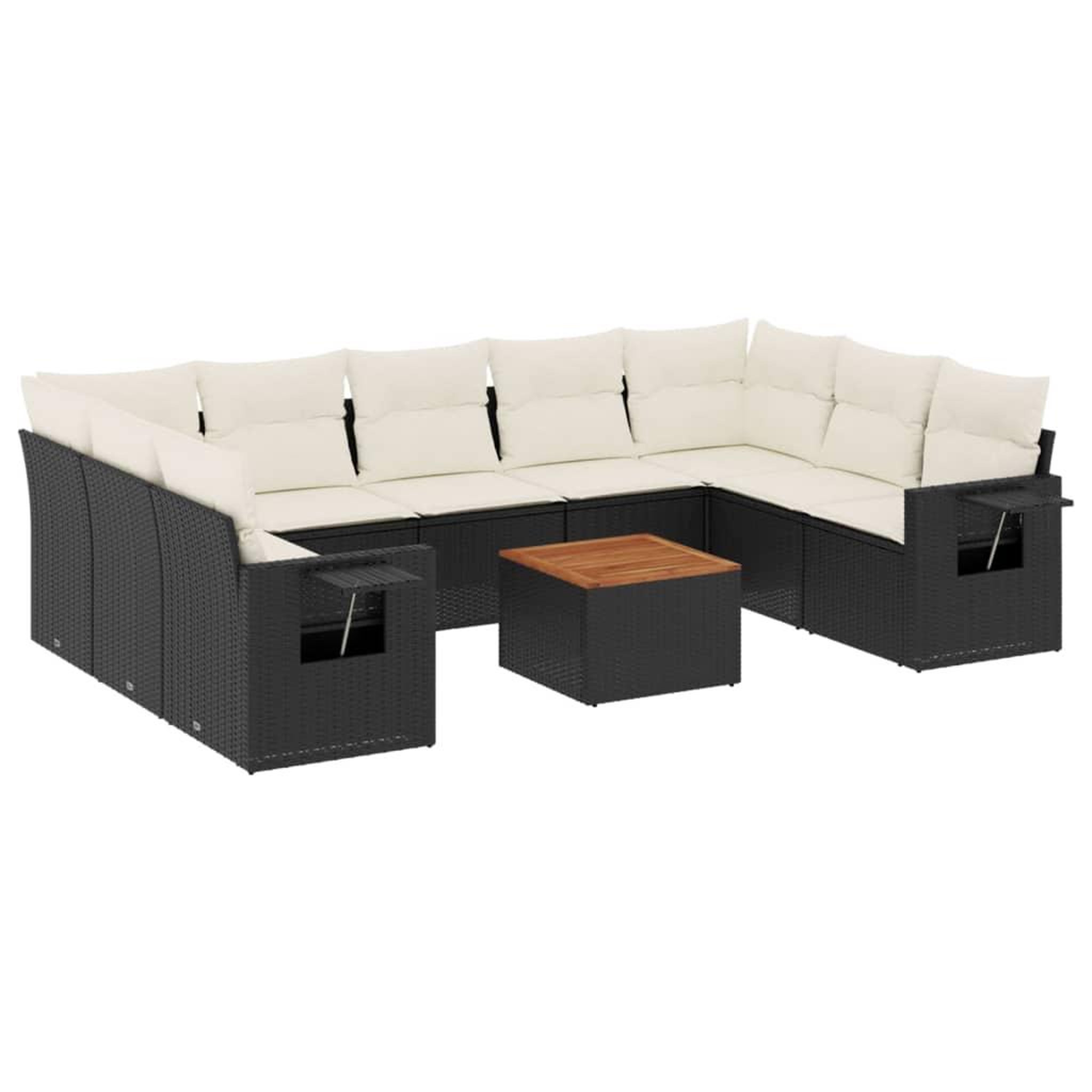 Voir la diapositive 2 : VIDAXL Salon de jardin 10 pcs avec coussins noir resine tressee