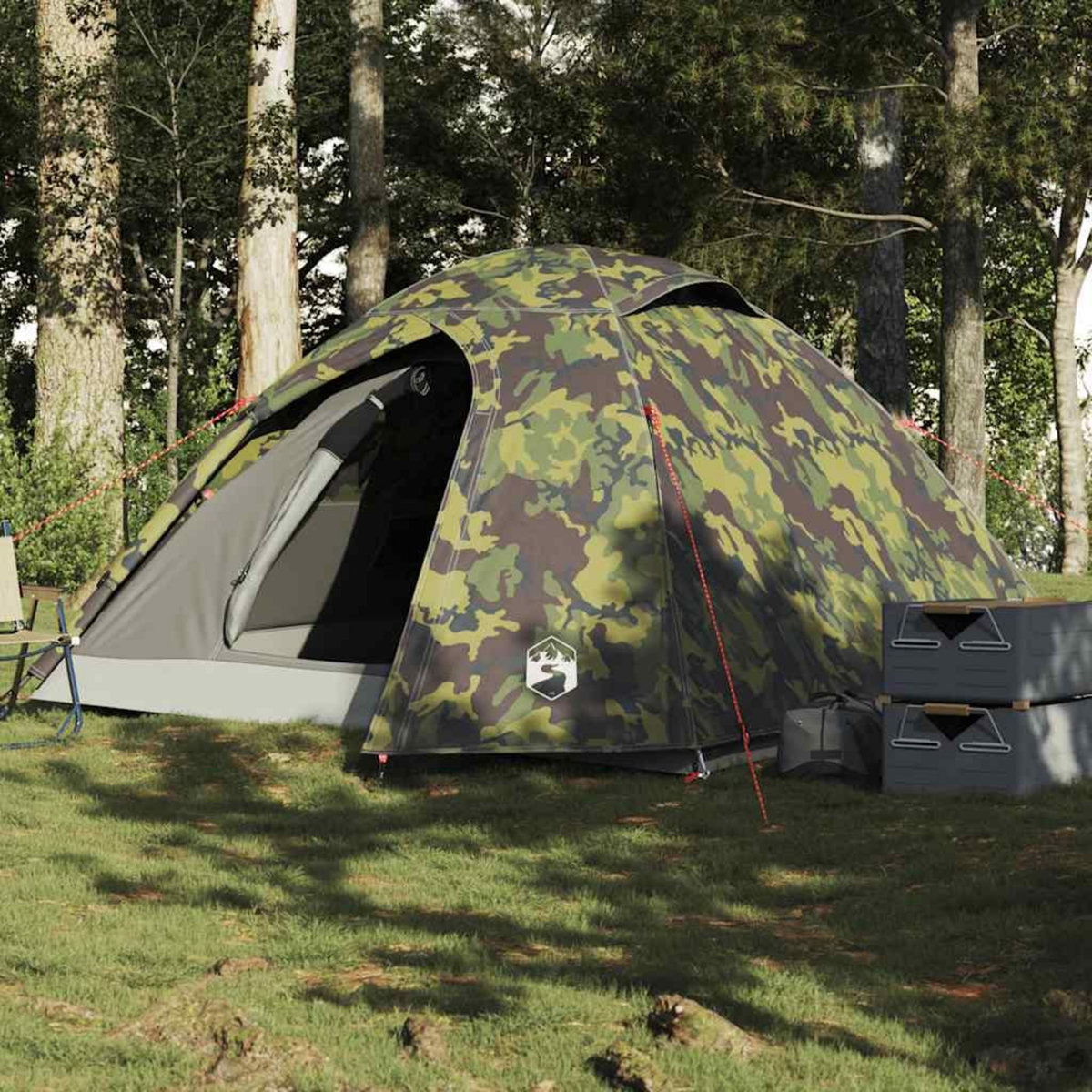 VIDAXL Tente de camping a dome 4 personnes camouflage impermeable