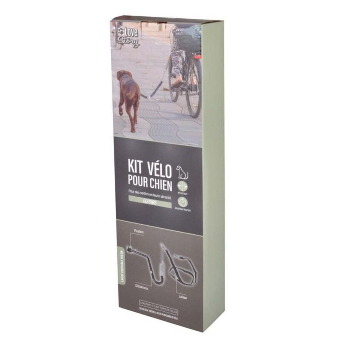 Paris Prix Kit d'Accroche Vélo pour Chien  Laisse  48cm Noir