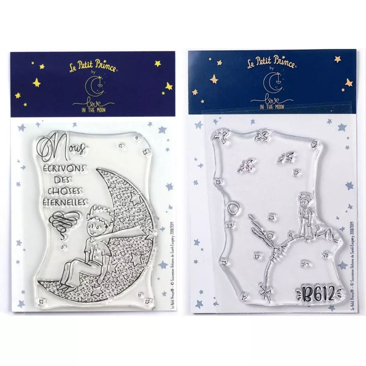  2 Tampons transparents Le Petit Prince Lune et Astéroïd