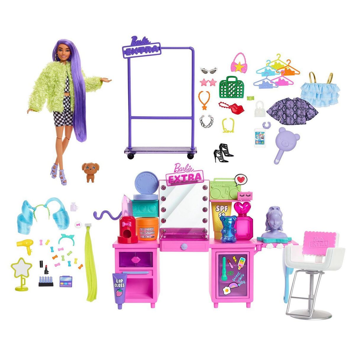 BARBIE Coiffeuse Extra avec poupée mannequin Barbie 
