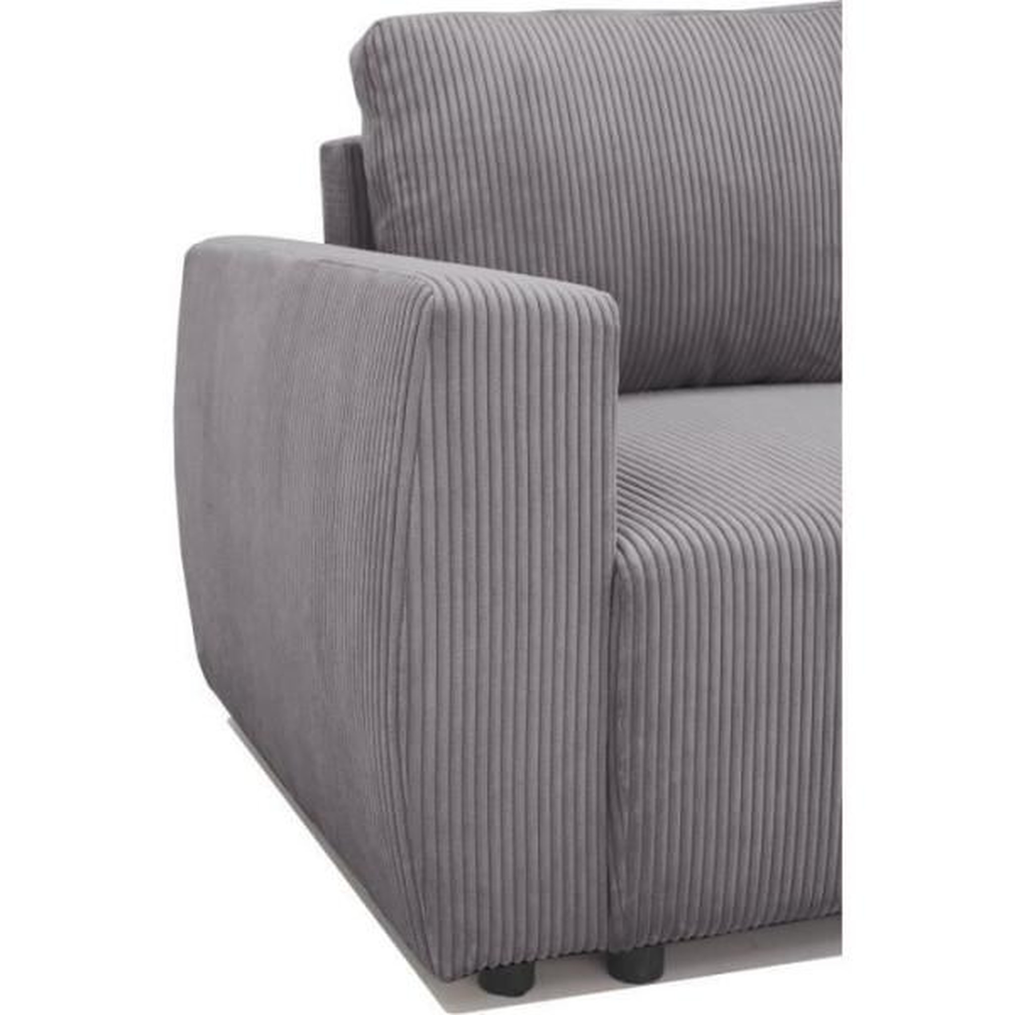 Voir la diapositive 4 : MARKET24 Canapé d'angle convertible réversible 3-4 places PHARELL - velours côtelé Anthracite - Coffre de rangement - L224 x P155 x H