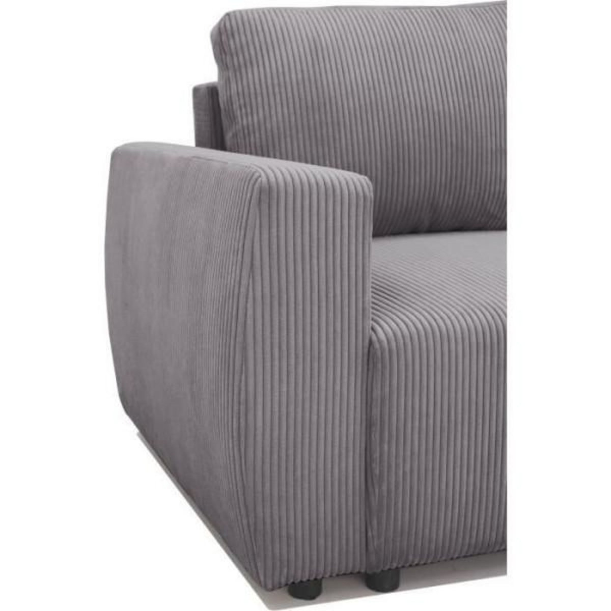 MARKET24 Canapé d'angle convertible réversible 3-4 places PHARELL - velours côtelé Anthracite - Coffre de rangement - L224 x P155 x H