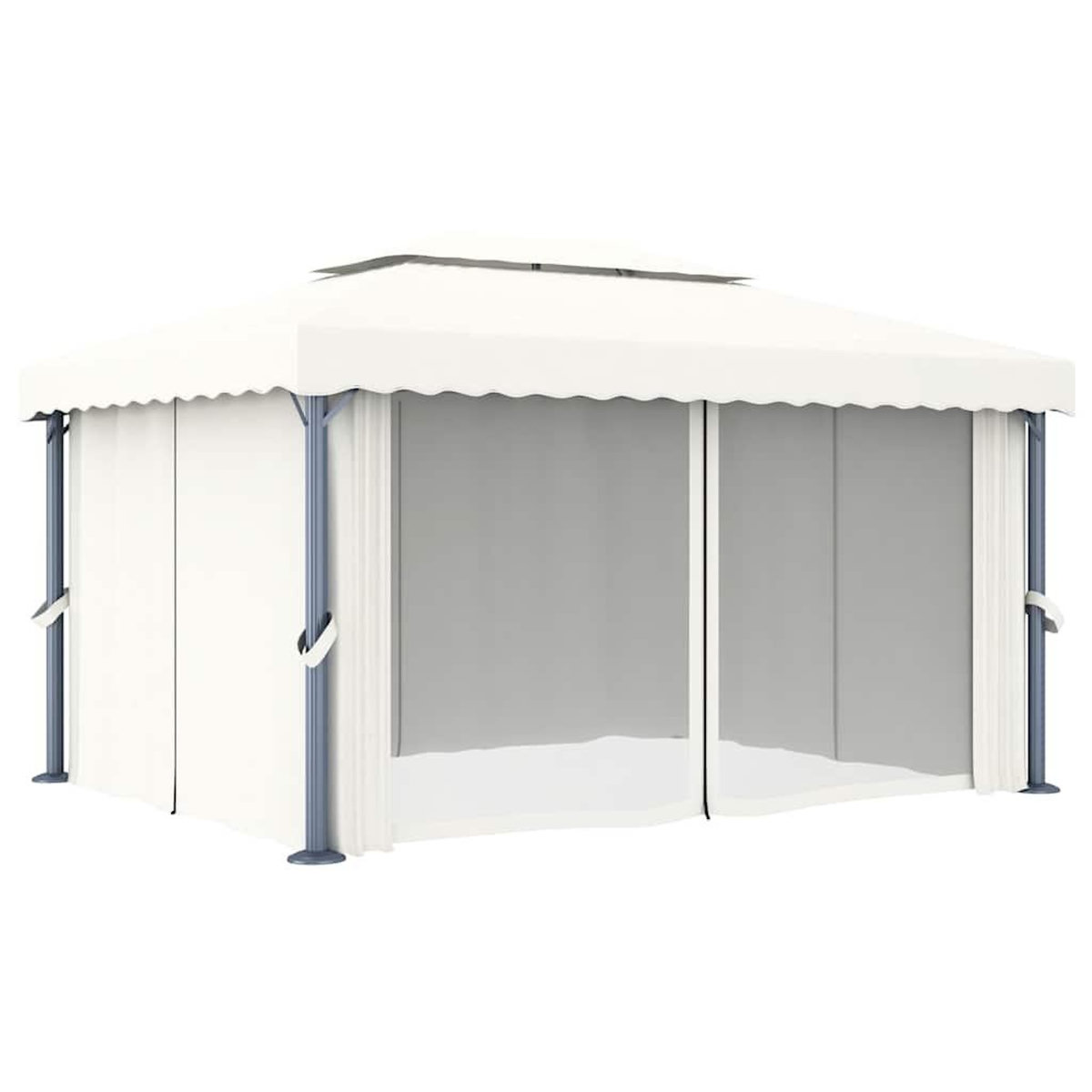 VIDAXL Tonnelle et rideau et guirlande lumineuse LED 4x3 m Blanc creme