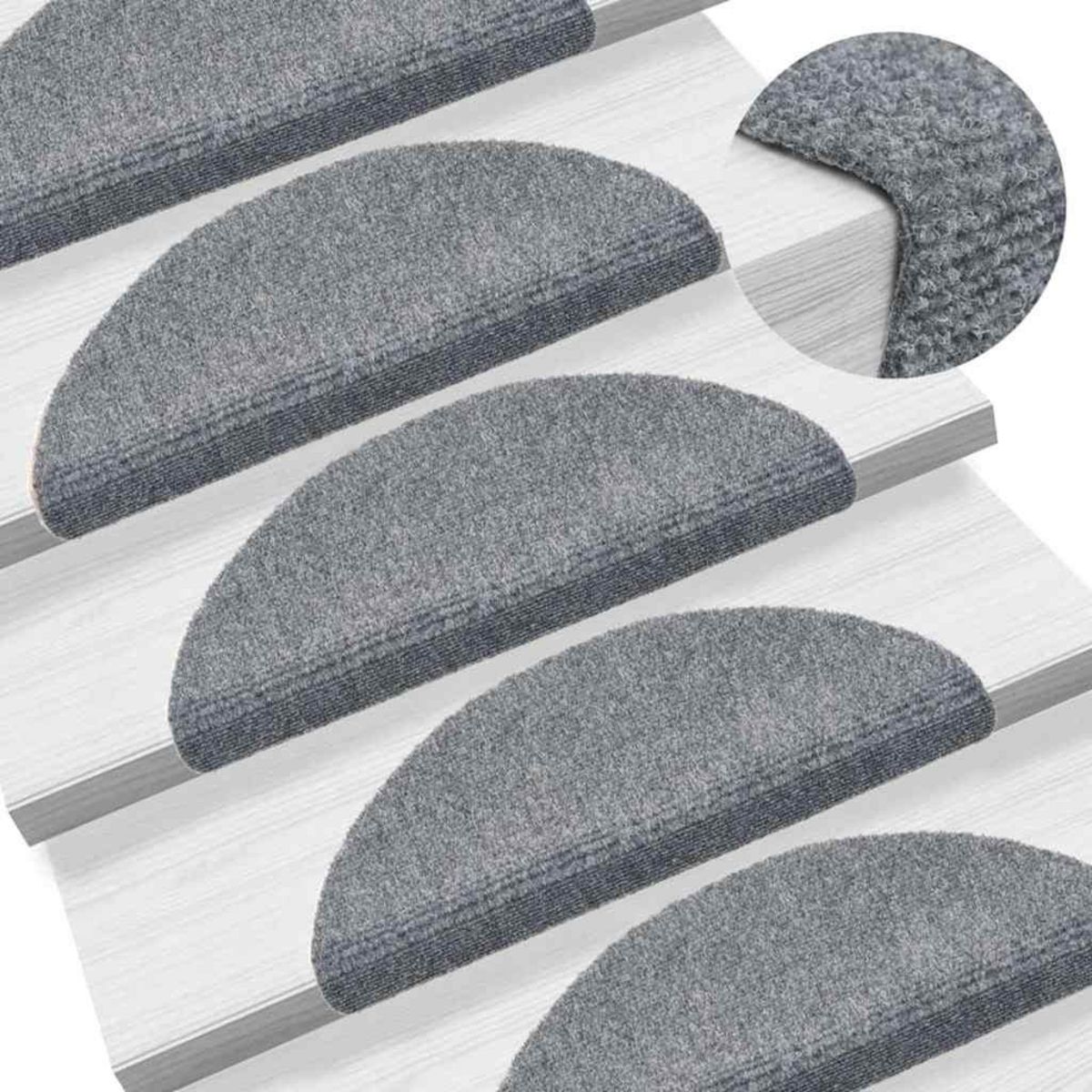 VIDAXL Tapis d'escalier auto-adhesifs 30 pcs gris clair 56x17x3 cm