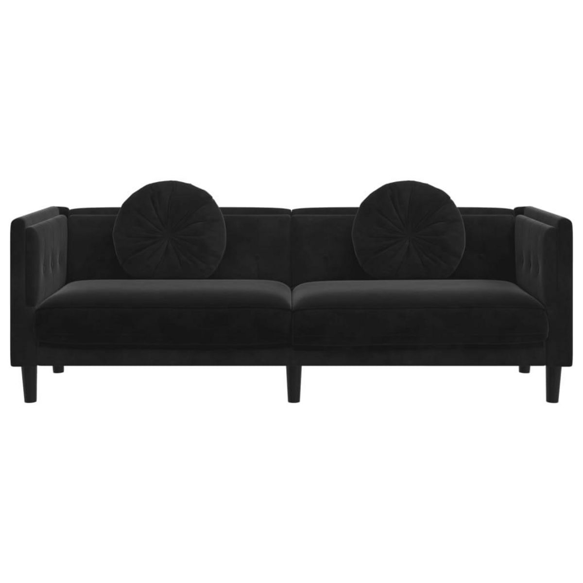 VIDAXL Canape avec coussins 3 places noir velours