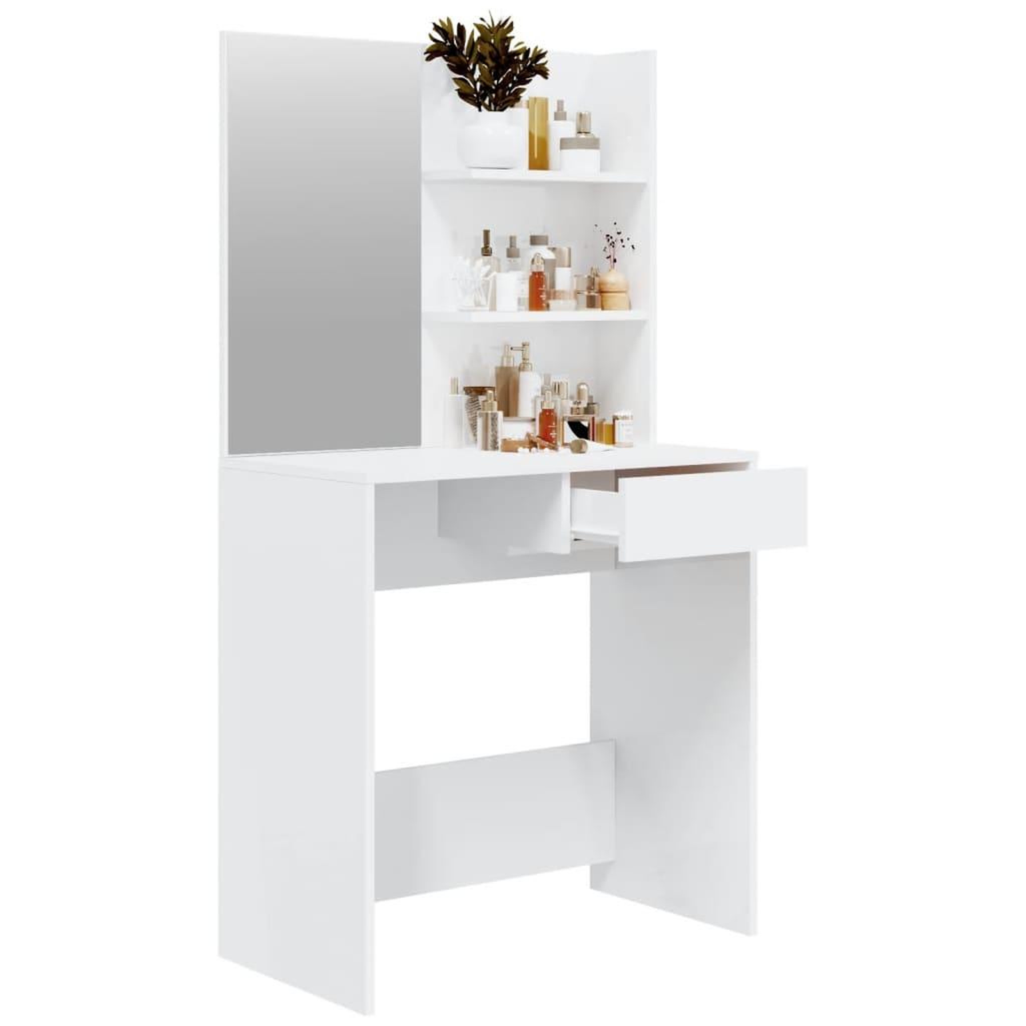 Voir la diapositive 5 : VIDAXL Coiffeuse avec miroir Blanc brillant 74,5x40x141 cm