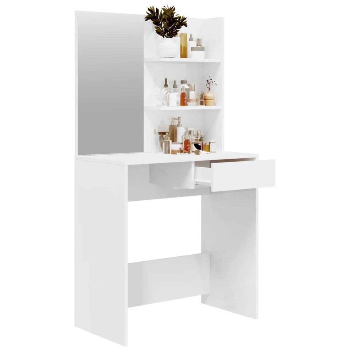 VIDAXL Coiffeuse avec miroir Blanc brillant 74,5x40x141 cm