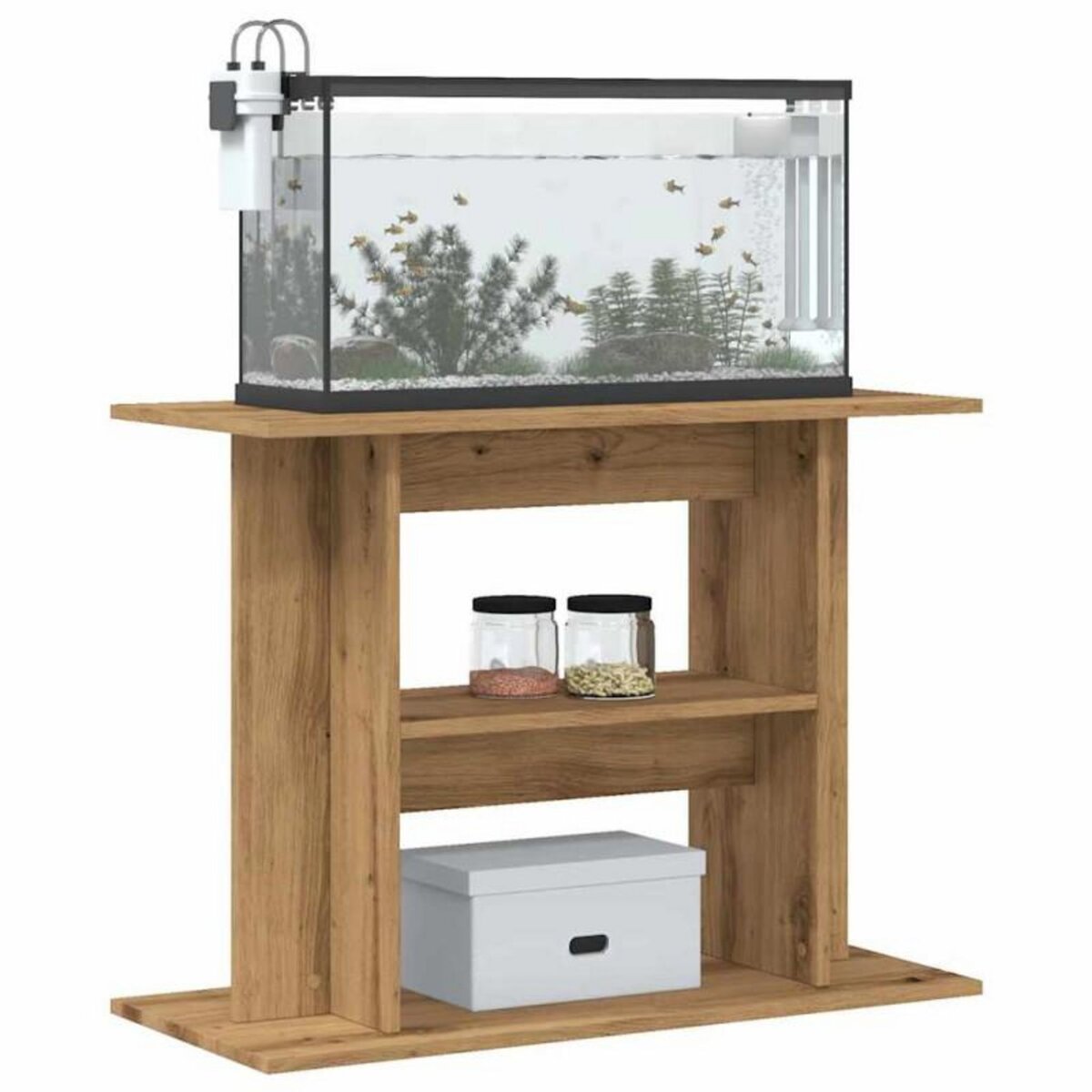 VIDAXL Support d aquarium chêne artisanal 80x35x60 cm bois ingénierie