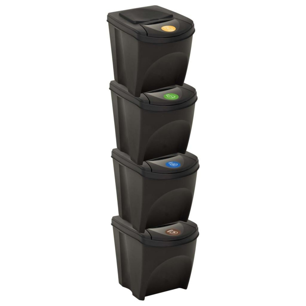 VIDAXL Poubelles empilables 4 pcs Anthracite 100 L