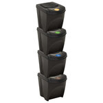 VIDAXL Poubelles empilables 4 pcs Anthracite 100 L