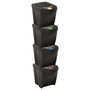 Voir la diapositive 1 : VIDAXL Poubelles empilables 4 pcs Anthracite 100 L