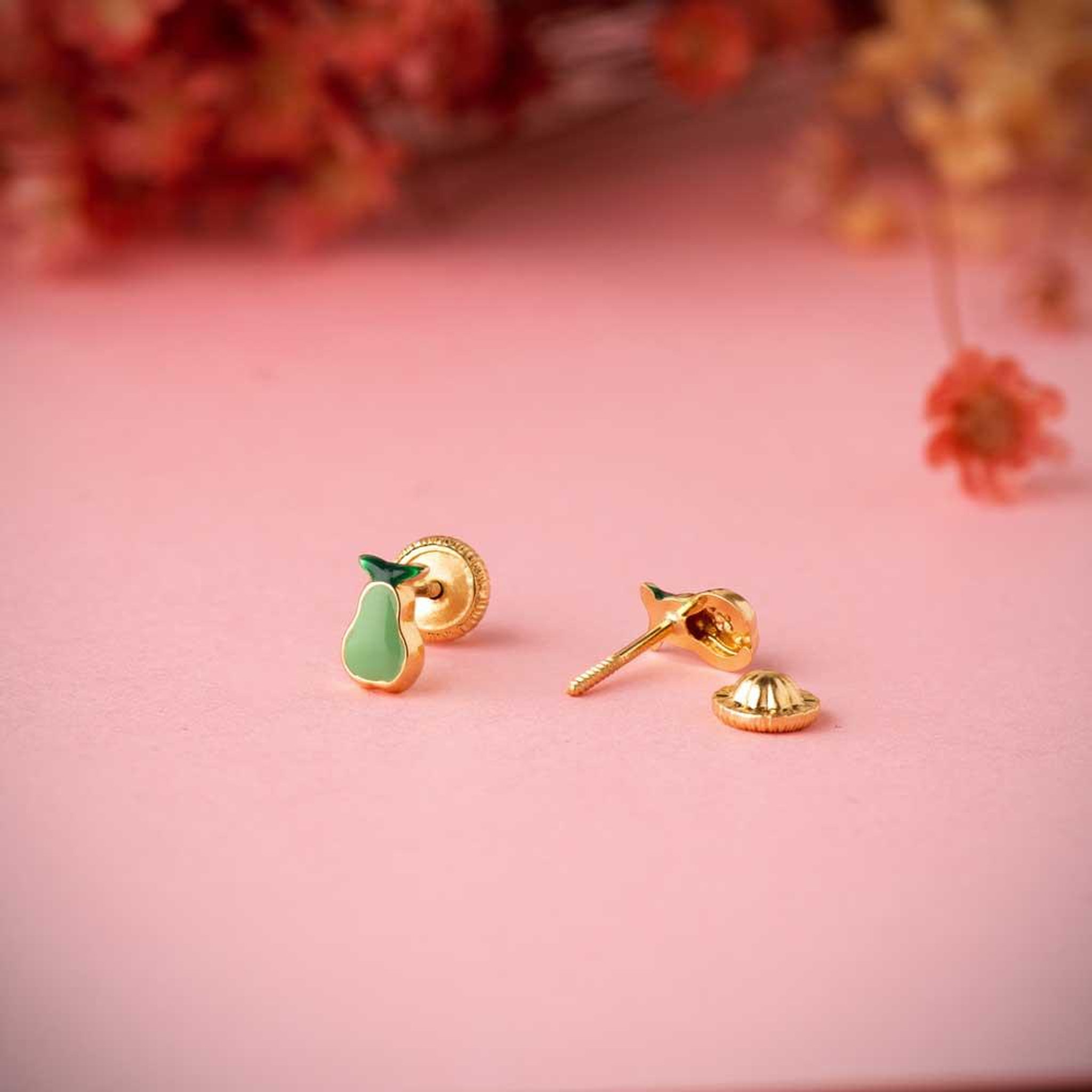 Voir la diapositive 2 : L'ATELIER D'AZUR Boucles d'Oreilles Or 18 Carats 750 Jaune et émail - Poire
