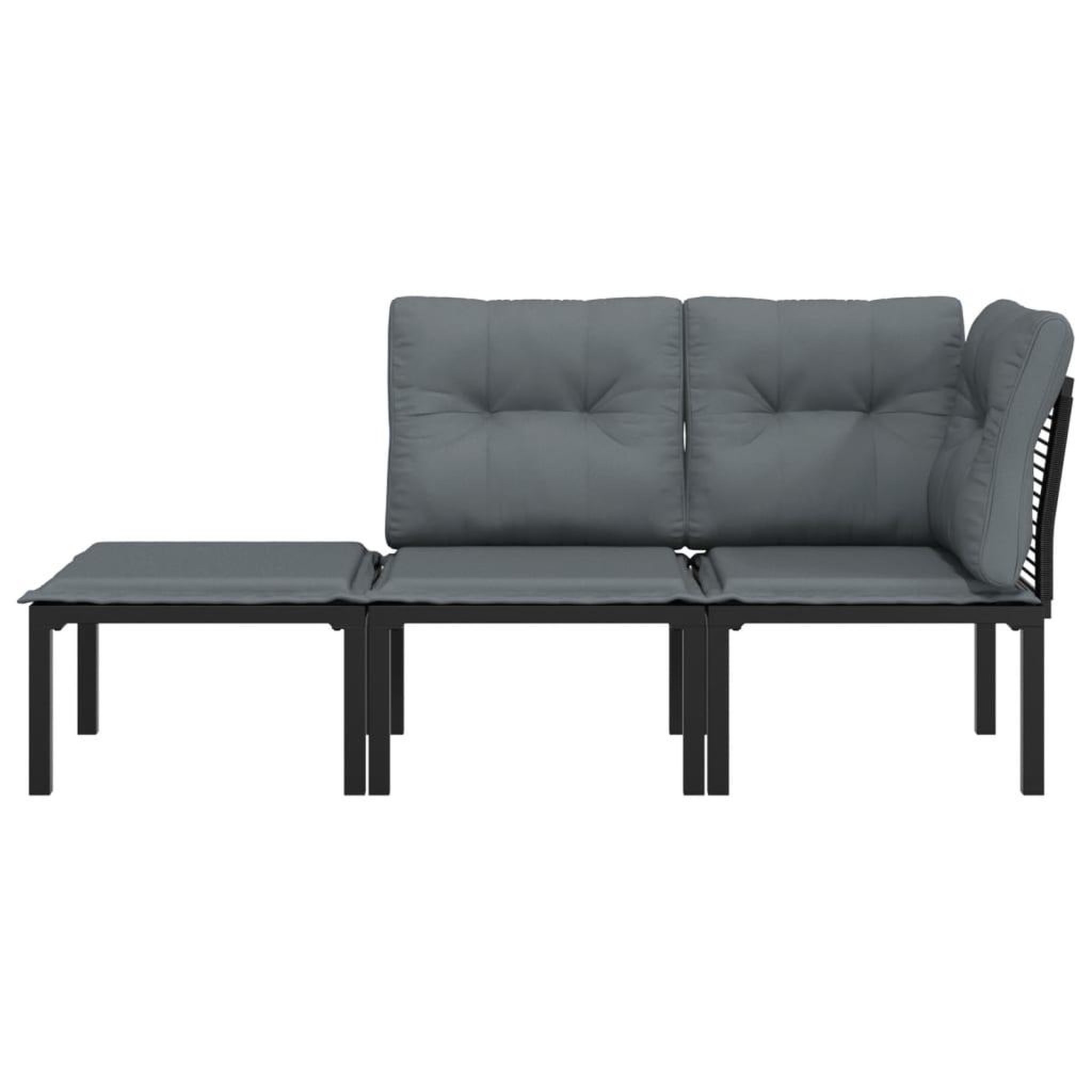 Voir la diapositive 3 : VIDAXL Salon de jardin 3 pcs noir et gris resine tressee