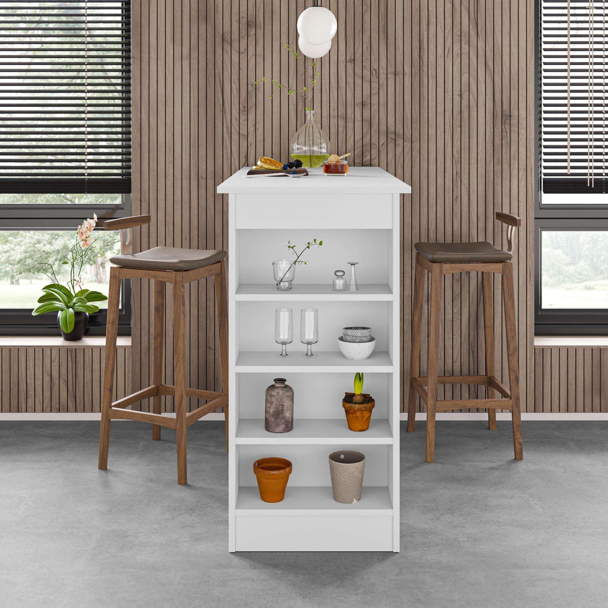 Voir la diapositive 3 : Habitat et Jardin Table de bar en bois  swallow  117 x 54 x 101,8 cm - blanc