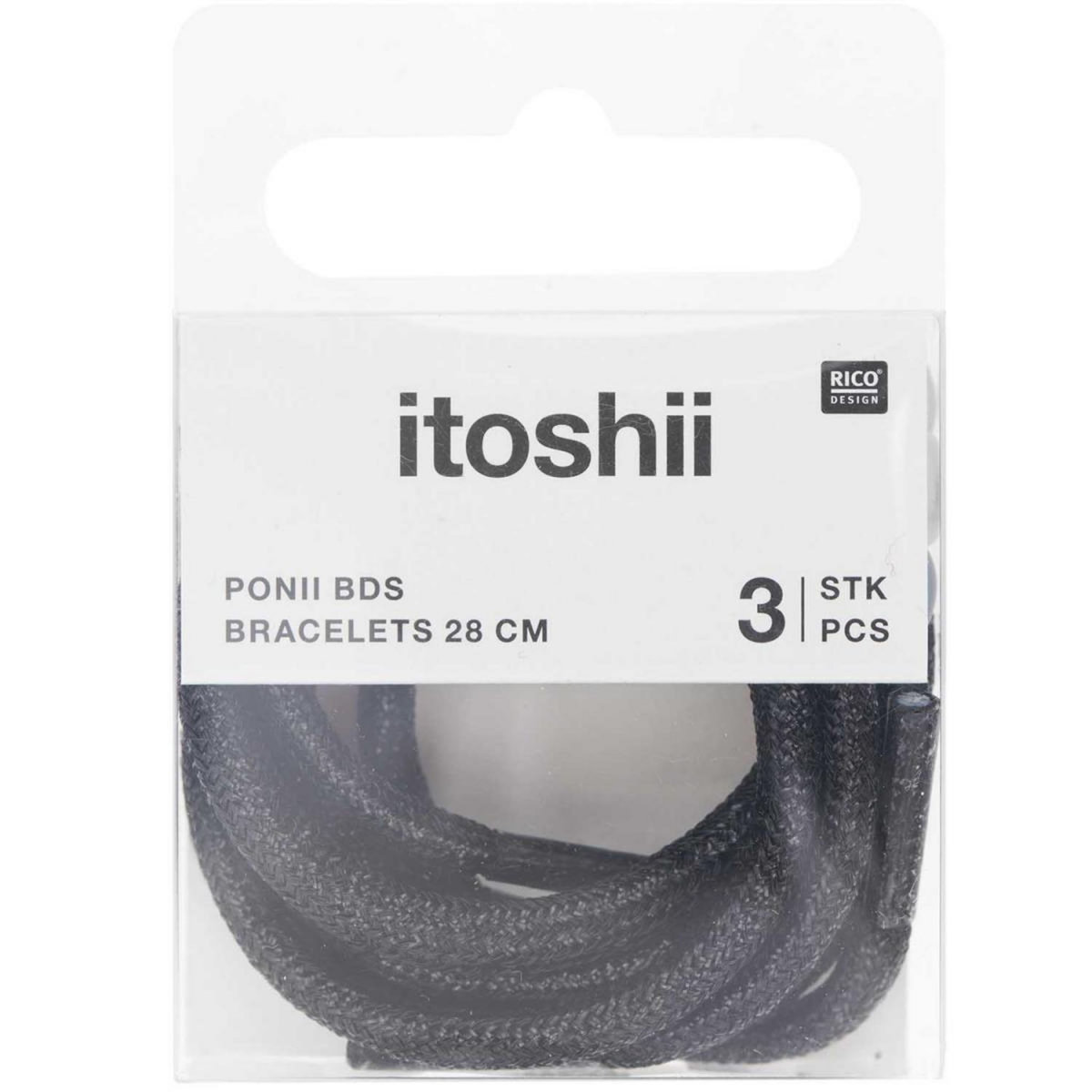 RICO DESIGN Itoshii pack 3 cordons 28cm  noir