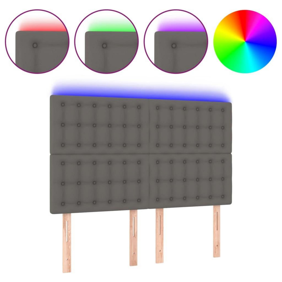 VIDAXL Tete de lit a LED Gris 144x5x118/128 cm Similicuir