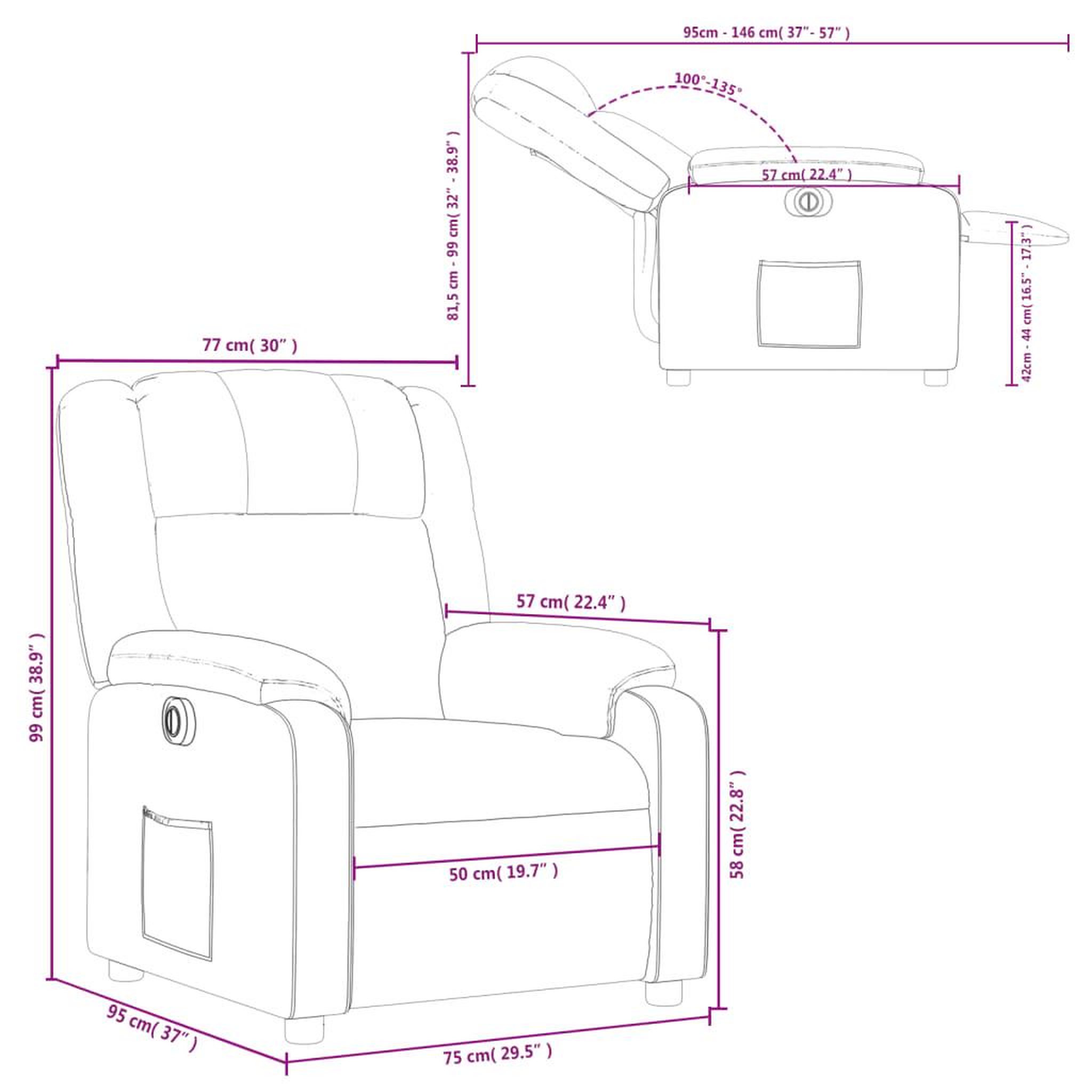 Voir la diapositive 6 : VIDAXL Fauteuil inclinable electrique Creme Similicuir