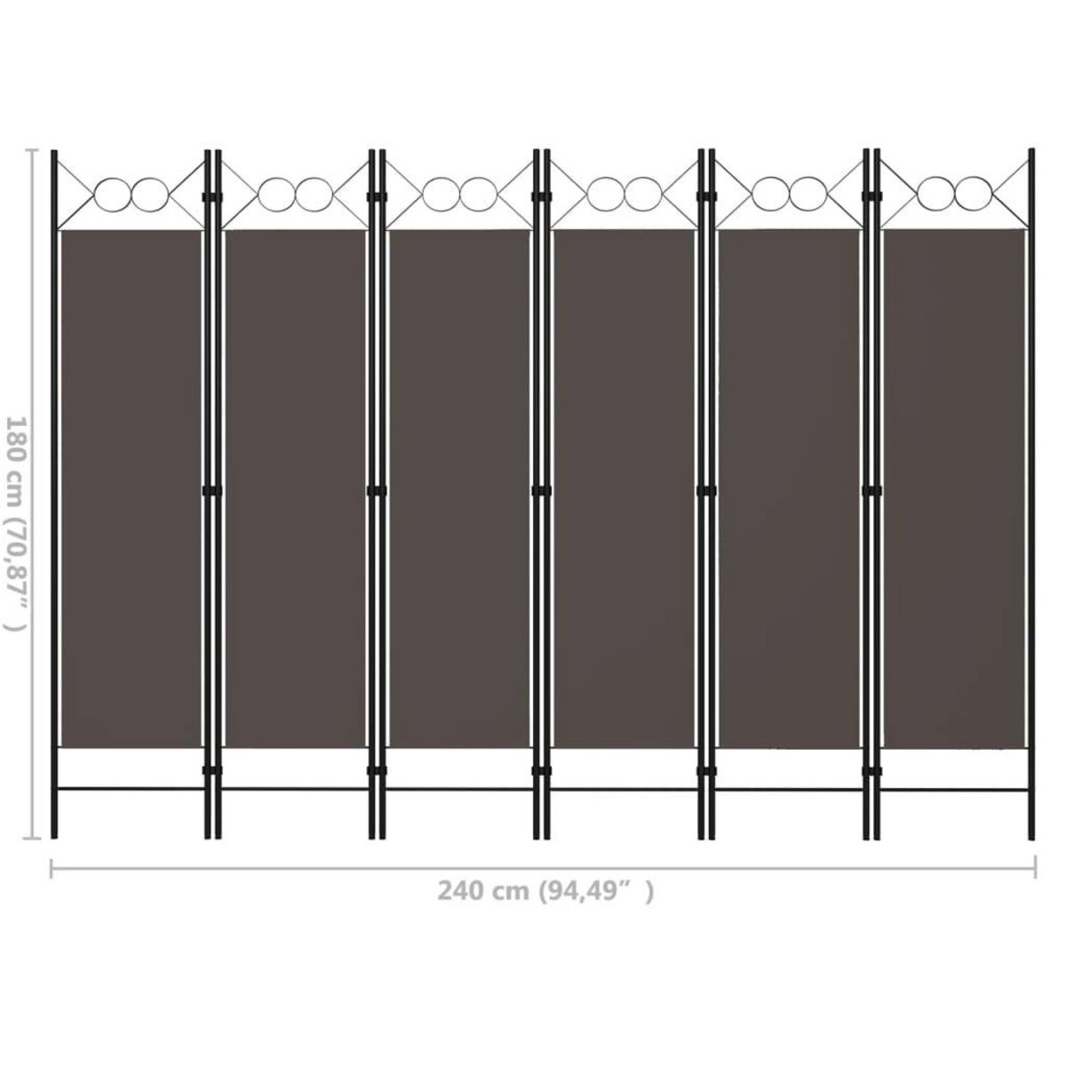 VIDAXL Cloison de separation 6 panneaux Anthracite 240x180 cm