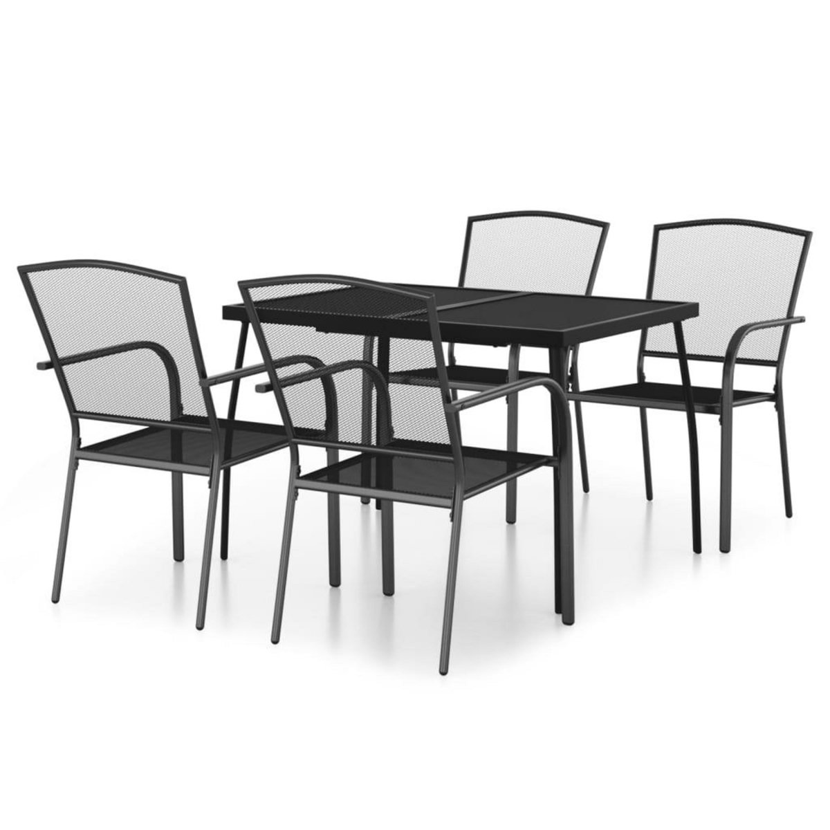 VIDAXL Ensemble a manger de jardin 5 pcs anthracite acier