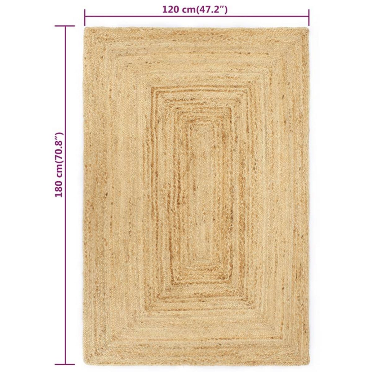 VIDAXL Tapis fait a la main Jute Naturel 120x180 cm