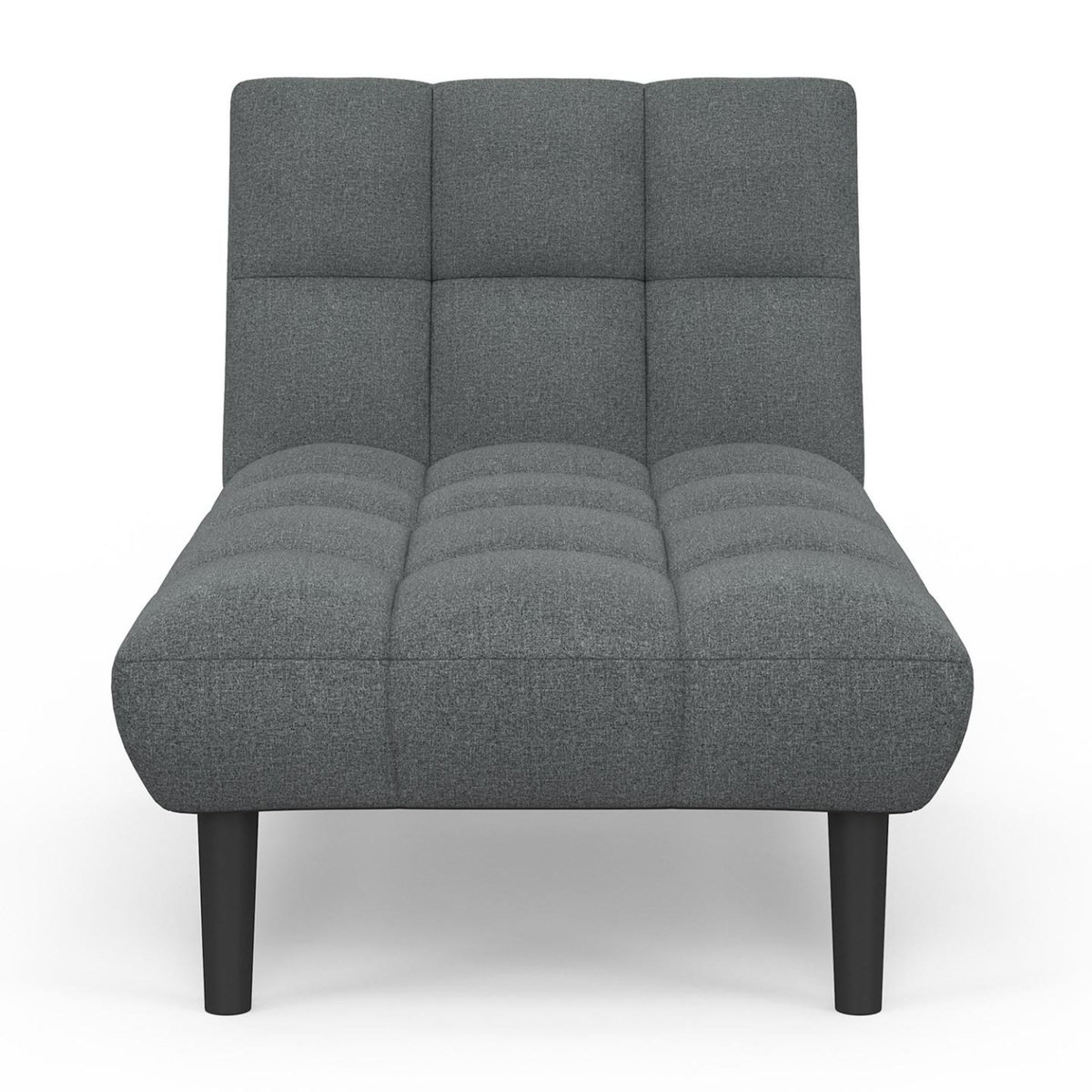 ID MARKET Méridienne clic clac capitonnée SALOME 80 x 180 cm en tissu gris anthracite